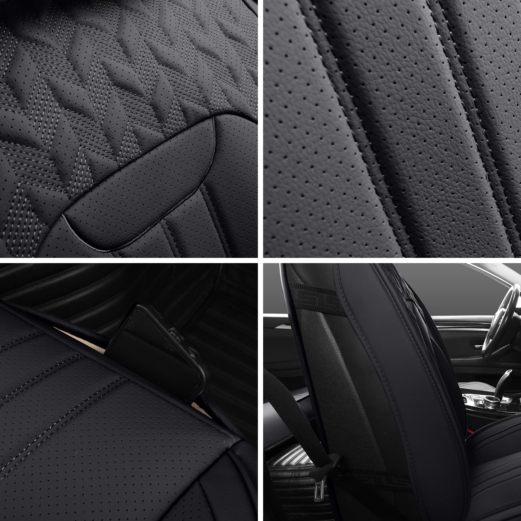 **LINGVIDO Waterproof Car Seat Covers Full Set for SUV & Trucks – Breathable Faux Leather Universal Fit Seat Protectors – Front & Back Seat Covers for Cars – Durable & Easy to Clean – Perfect for Road Trips, Pets & Spills**