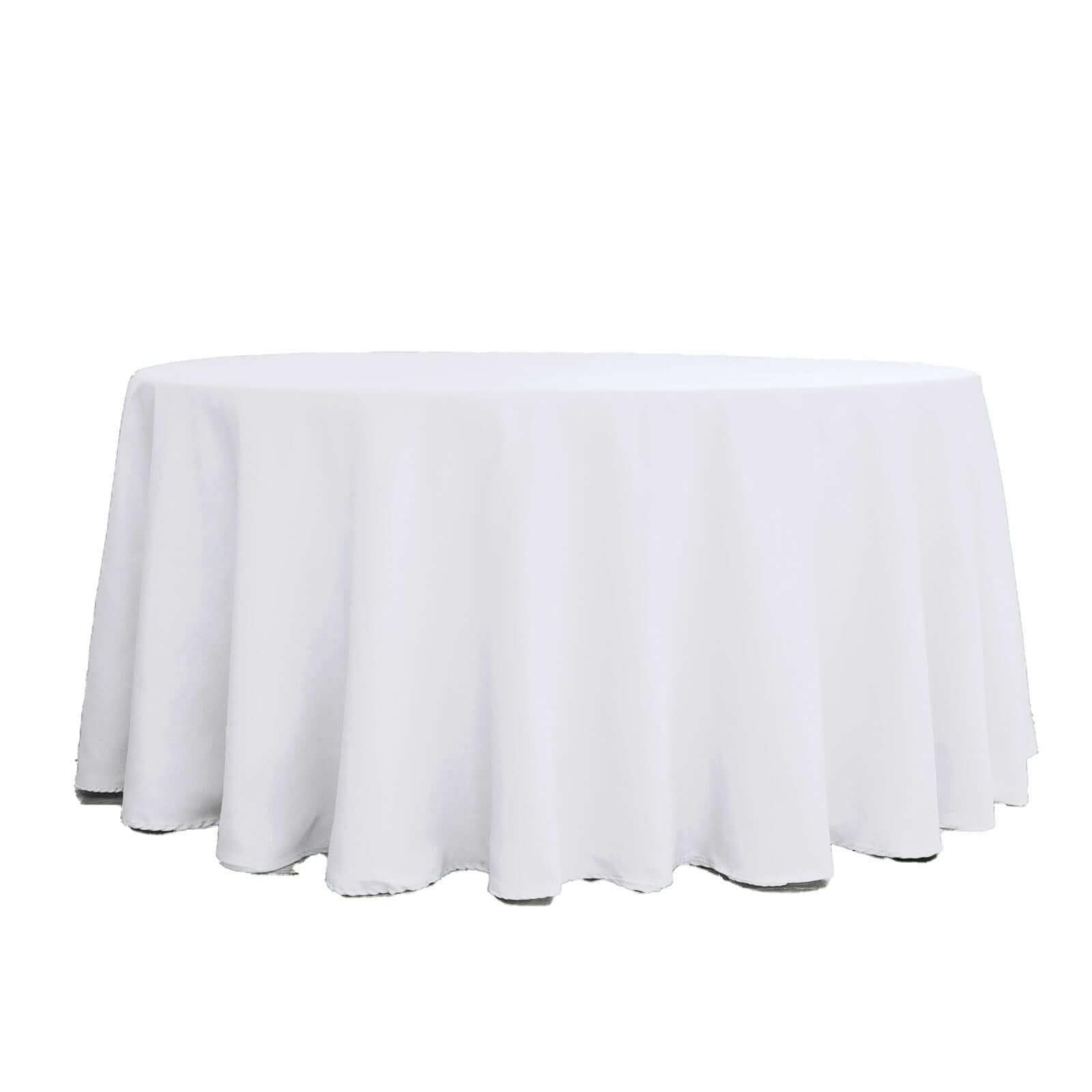 Efavormart 10 Pack 120 Inch Round Tablecloth - Stain & Wrinkle Resistant Washable Polyester Fabric Table Cover for Wedding, Banquet, Party, Dining Room - White | Elegant Decor for Special Occasions & Everyday Use