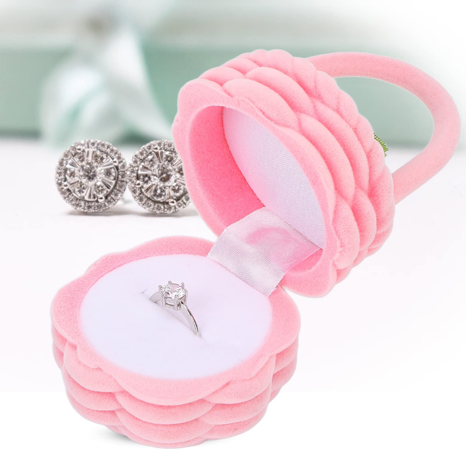 YUYTE Pink Floral Jewelry Box - Portable Travel Jewelry Organizer with Ring Holder, Cute Gift for Women & Girls - Perfect for Valentine's Day, Christmas, Birthdays | Great for Travel, Home Storage & Gift Giving