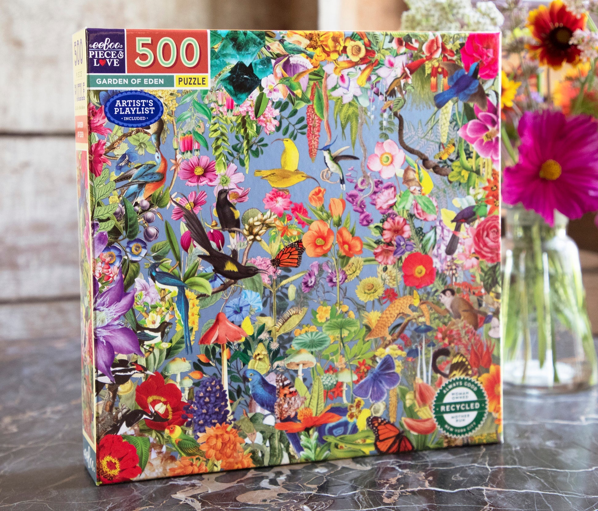 eeBoo 500 Piece Puzzle - Garden of Eden Square Jigsaw Puzzle for Adults & Kids, Perfect for Family Game Night & Relaxation