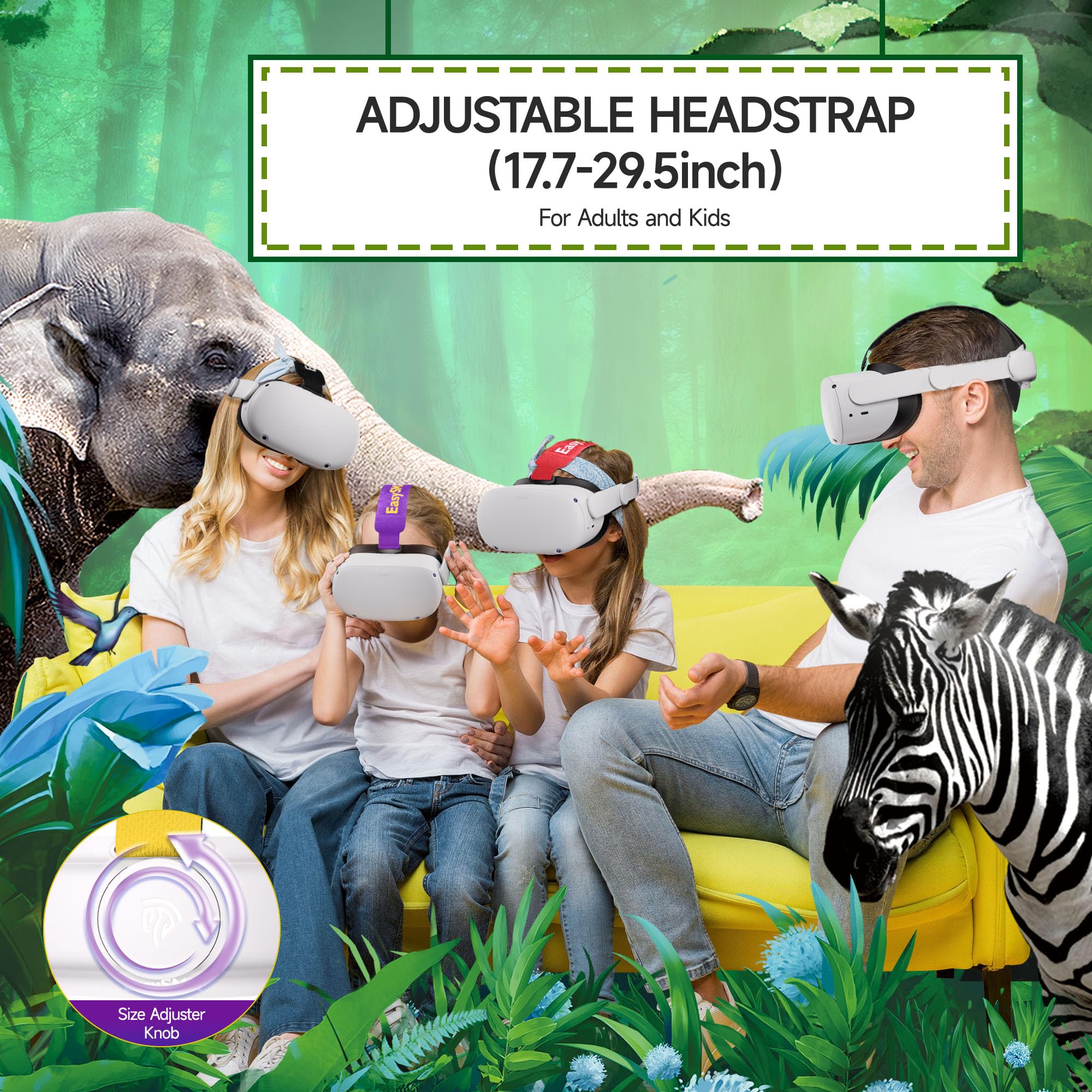EasySMX Q20 Headset Strap for Oculus Quest 2 - Lightweight Comfortable VR Headband with Cooling Padding & Adjustable Side Straps - Includes Power Bank Mount - Perfect for Gaming, VR Fitness & Extended Play Sessions