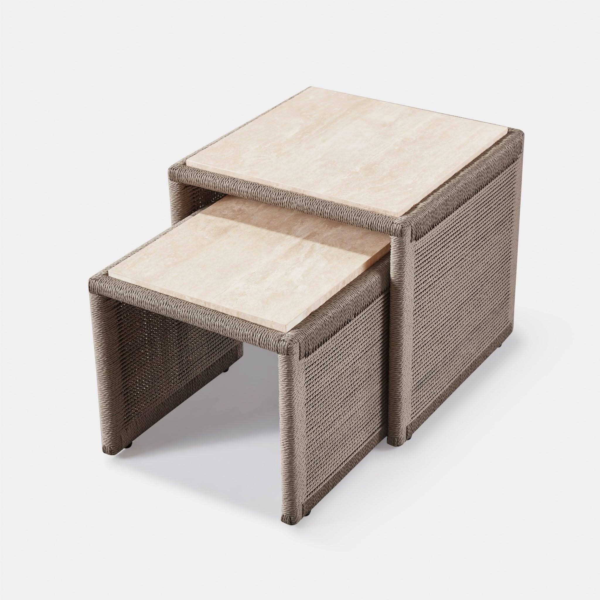 Formentera Nesting Side Tables - Set of 2 Modern End Tables for Living Room, Bedroom - Space Saving Nightstand with Minimalist Design - Perfect for Small Spaces, Apartments & Home Decor