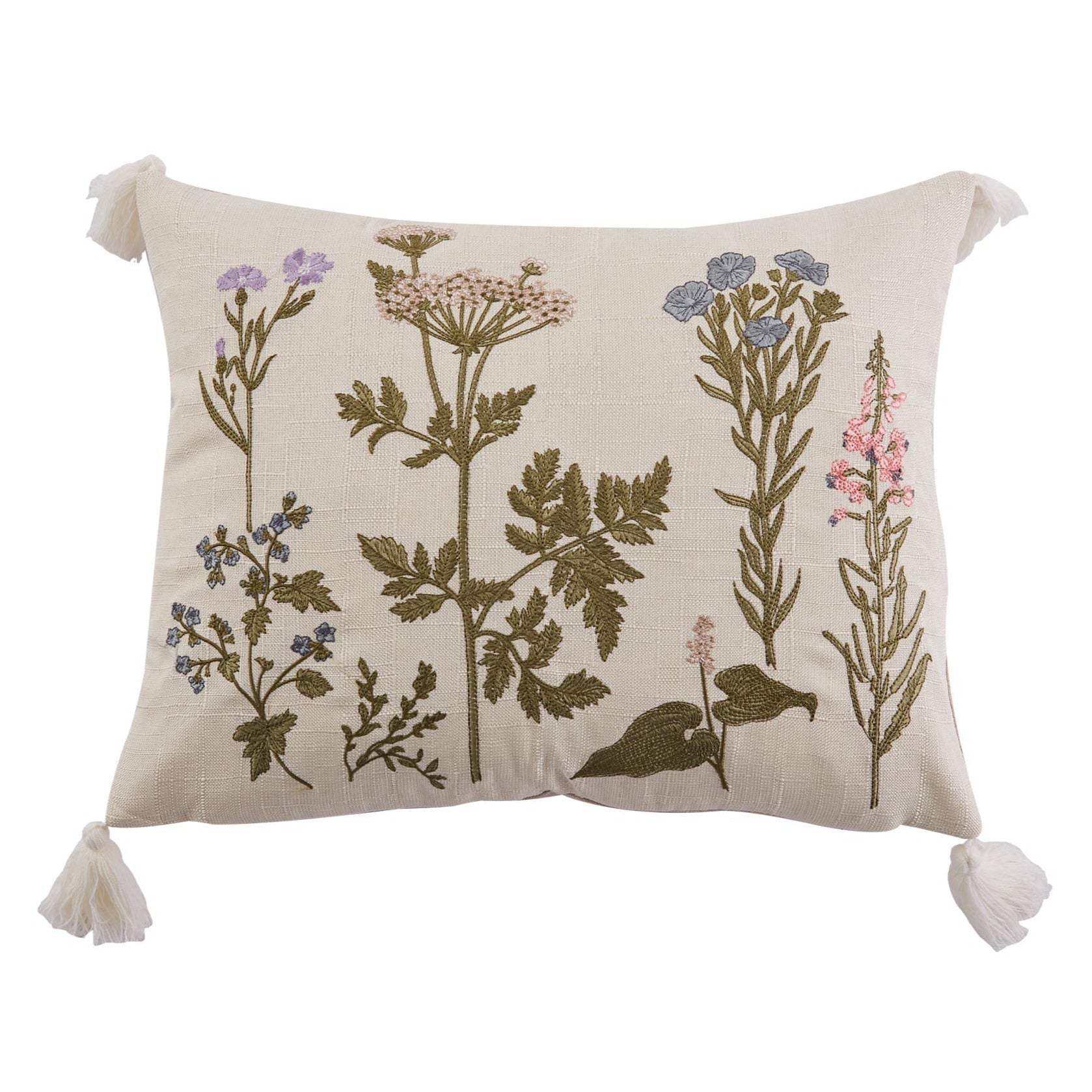 Apolonia Floral Embroidered Decorative Throw Pillow Cover - Boho Chic Home Decor for Living Room, Bedroom, Sofa & Couch