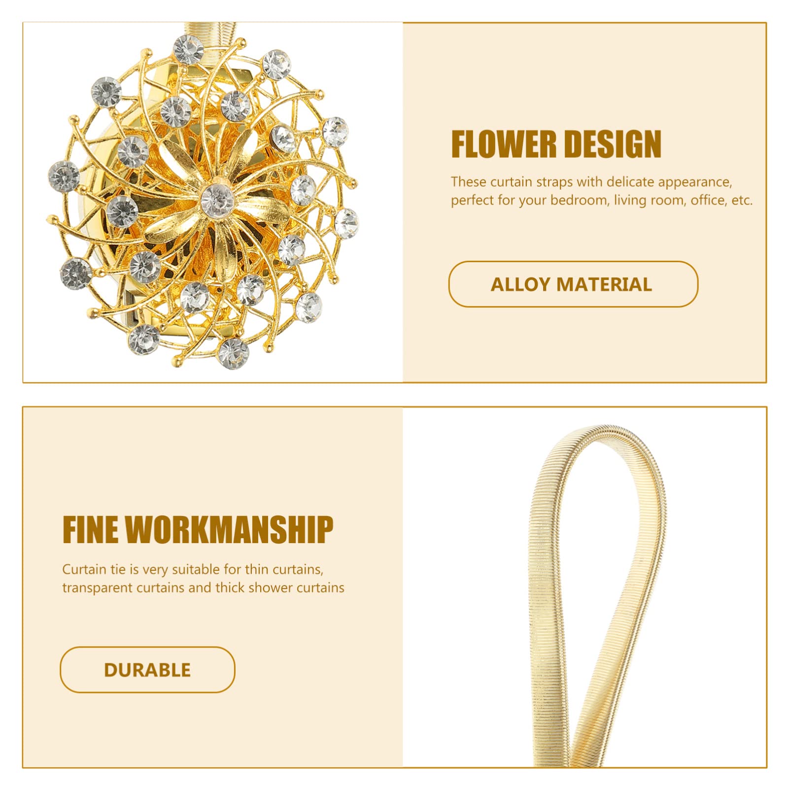 Sparkling Rhinestone Curtain Tiebacks - 2 Pack Bling Drapery Holdbacks for Windows, Elegant Curtain Buckles for Living Room & Bedroom Decor | Perfect for Weddings, Home Theater & Luxury Interior Design