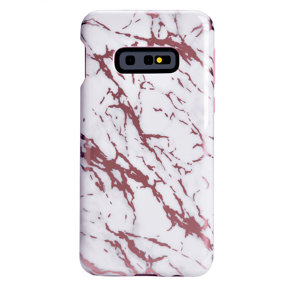 Pink Chrome White Marble Samsung Galaxy Phone Case - Trendy Protective Cover for Everyday Use & Fashion Accessory