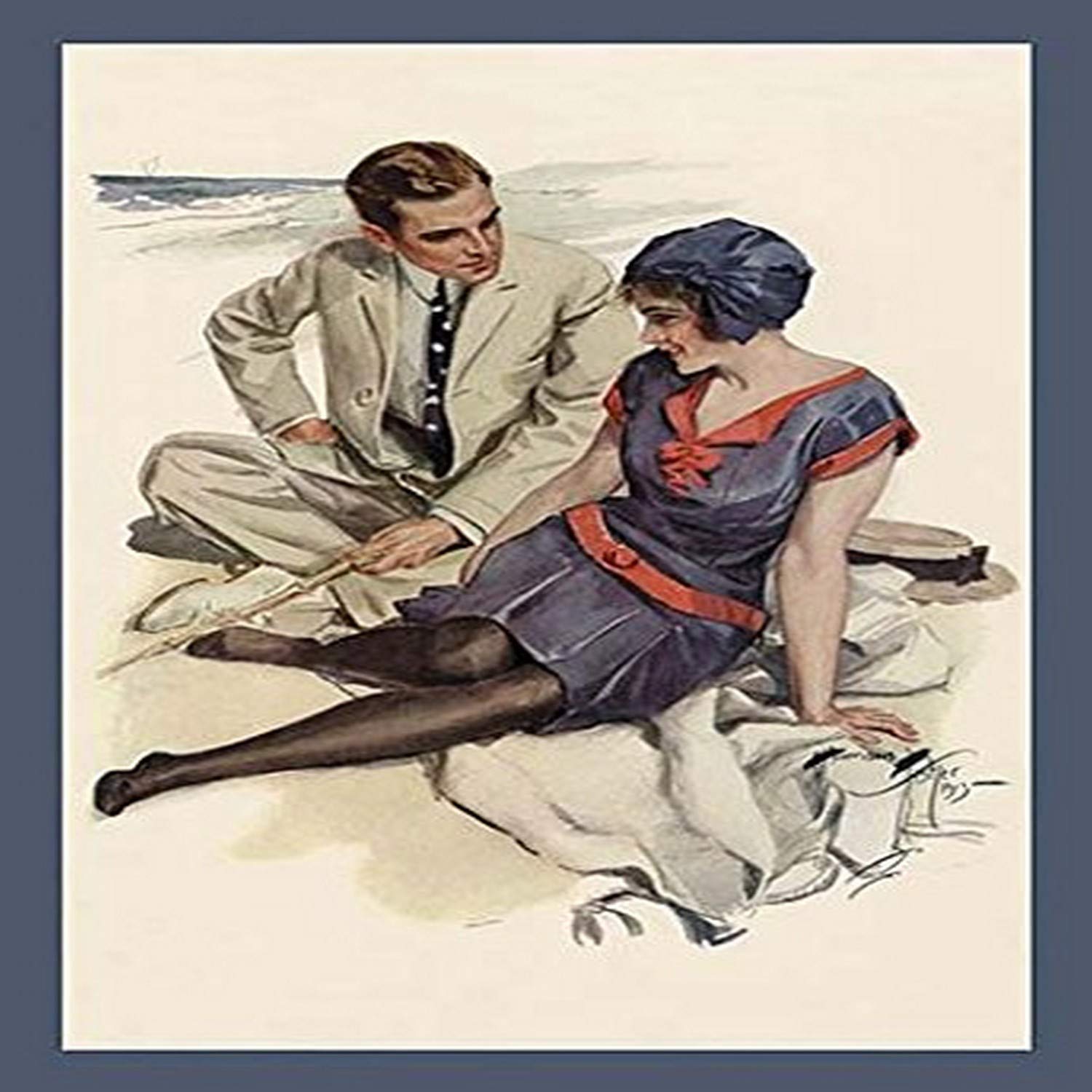 Buyenlarge 'The Beach' Framed Paper Poster - 20x30 Inches - Coastal Wall Art for Living Room, Bedroom & Beach House Decor