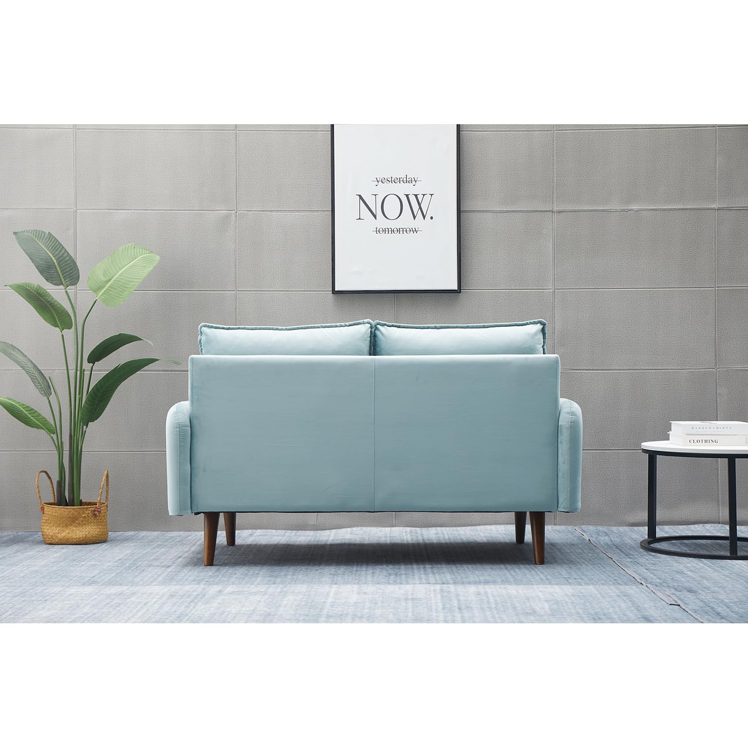 Luxury Aurora Velvet Loveseat Sofa for Living Room - Light Grayish Cyan | Modern Small Couch for Apartments, Dorms & Cozy Spaces