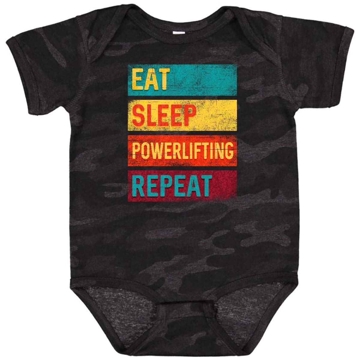 Inktastic Fitness Eat Sleep Powerlifting Repeat Baby Bodysuit - Soft Cotton Infant Onesie for Gym Enthusiasts & Weightlifting Parents - Perfect for Workout Motivation, Baby Showers & Active Lifestyle Gifts