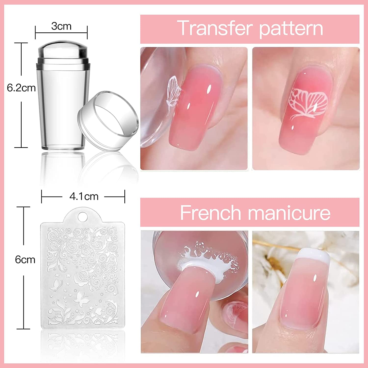 Biutee 8-Piece Nail Stamping Plates Set with 10 Nail Art Templates & Stamper - Rose Flower Animal Designs for Valentine's Day - Perfect for DIY Gel Polish Manicures at Home or Salon