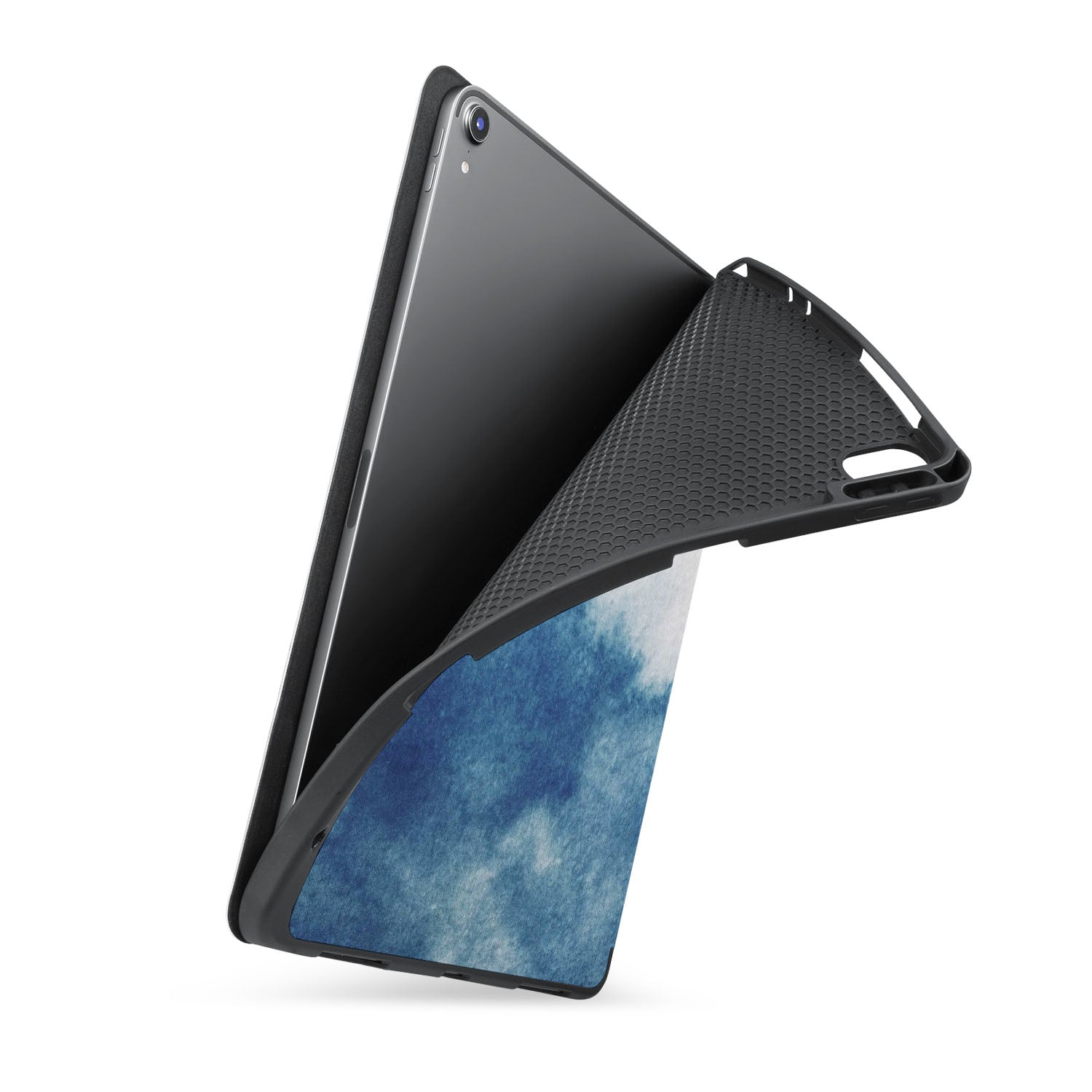 Premium iPad Trifold Case with Abstract Ink Painting Design - Slim Protective Cover for iPad Air/Pro, Perfect for Work, Travel & Home Use