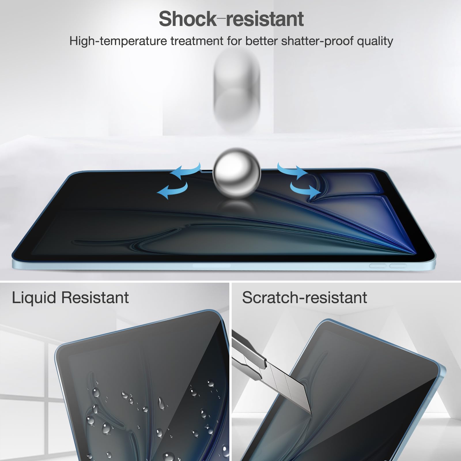 ProCase Privacy Screen Protector for iPad Air 11 inch (7th Gen M3 2025 & 6th Gen M2 2024) - Anti-Spy Tempered Glass Film - Perfect for Office, Travel & Secure Browsing
