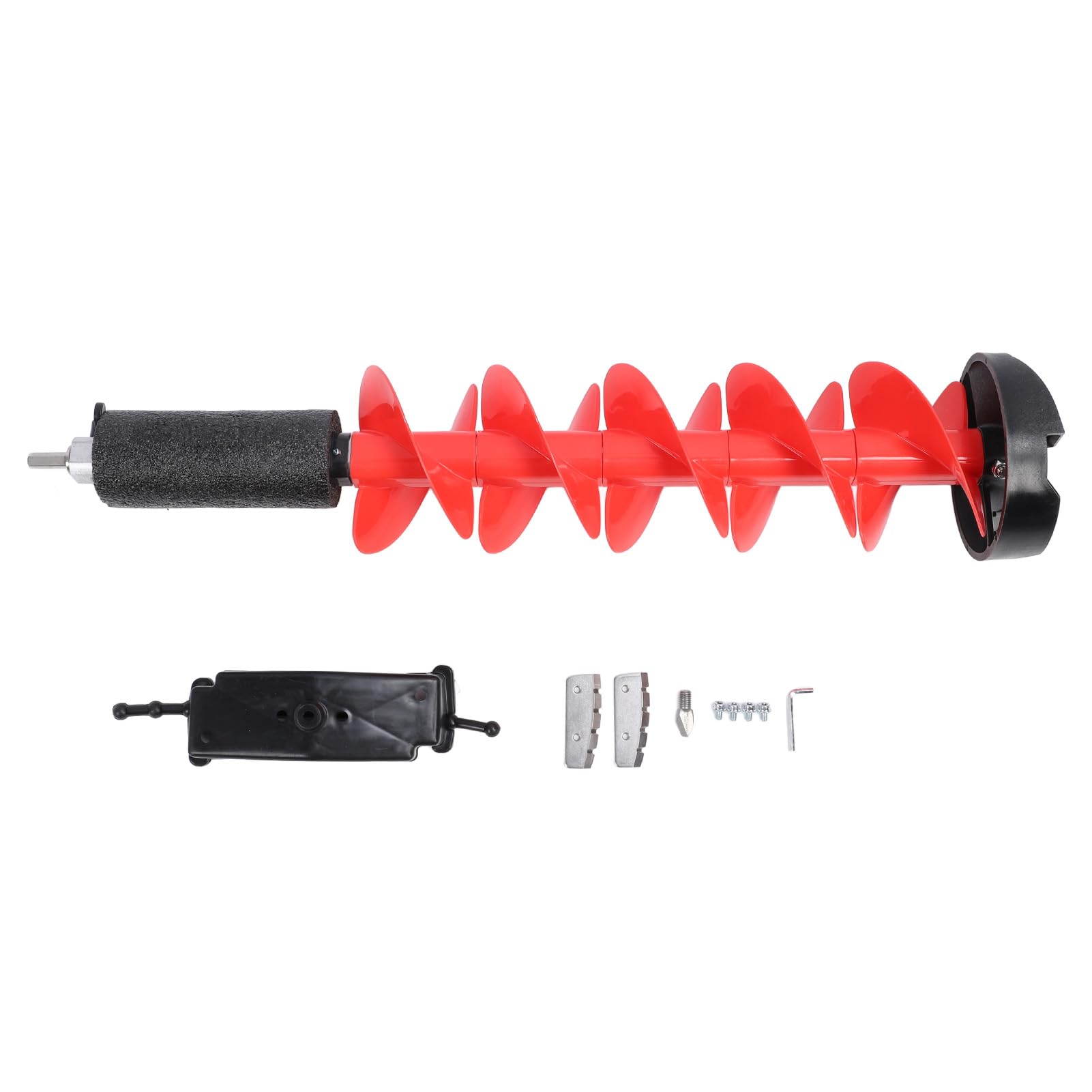 6 Inch Cordless Ice Fishing Auger with Nylon Bit, 28 Inch Length - Includes Locator Cutter & Wrench for Easy Ice Drilling - Perfect for Winter Fishing & Outdoor Adventures