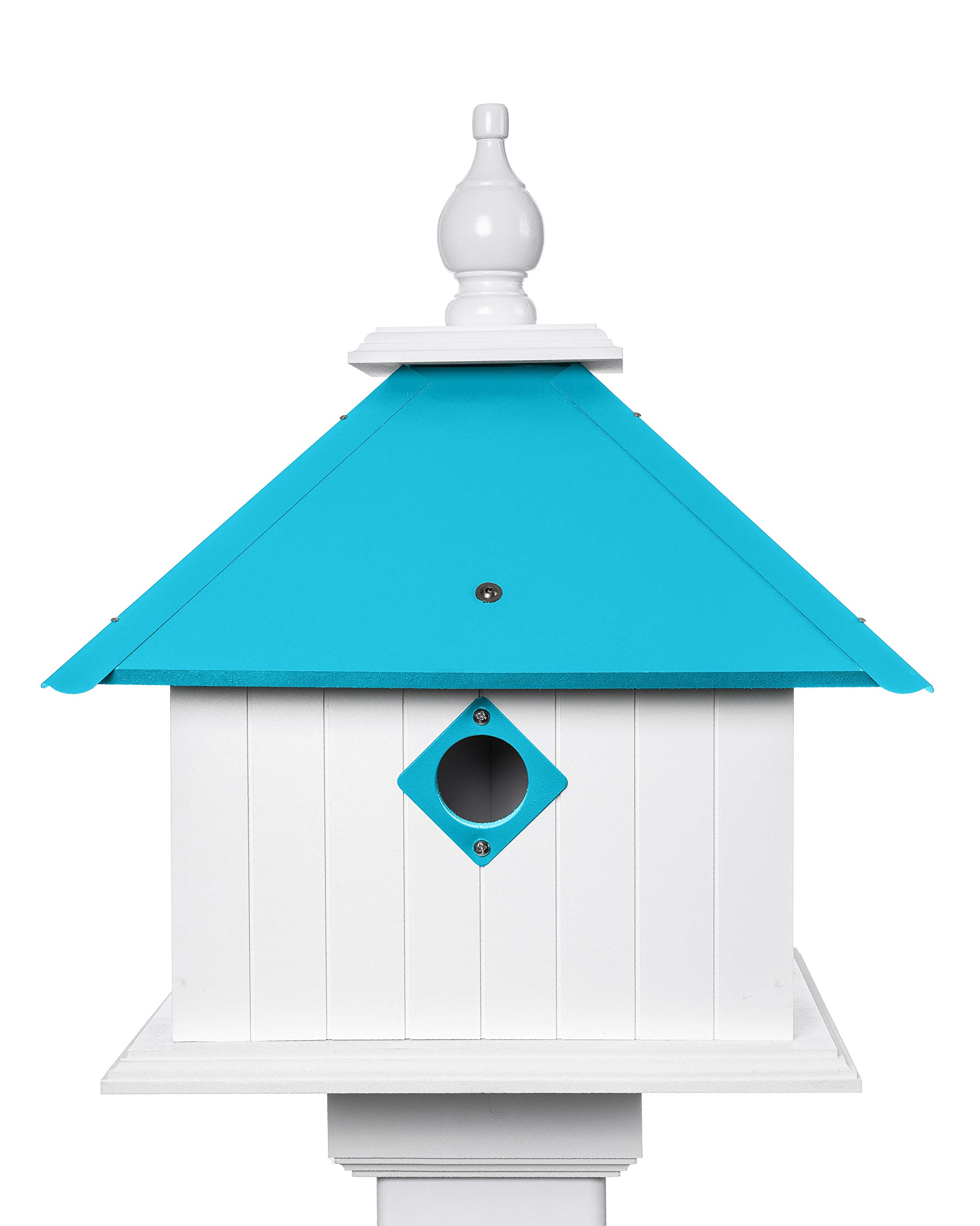 Premium Jasmine Bird House in Lagoon Blue - Handcrafted Wooden Birdhouse for Outdoor Garden Decor - Attract Birds to Your Backyard or Patio