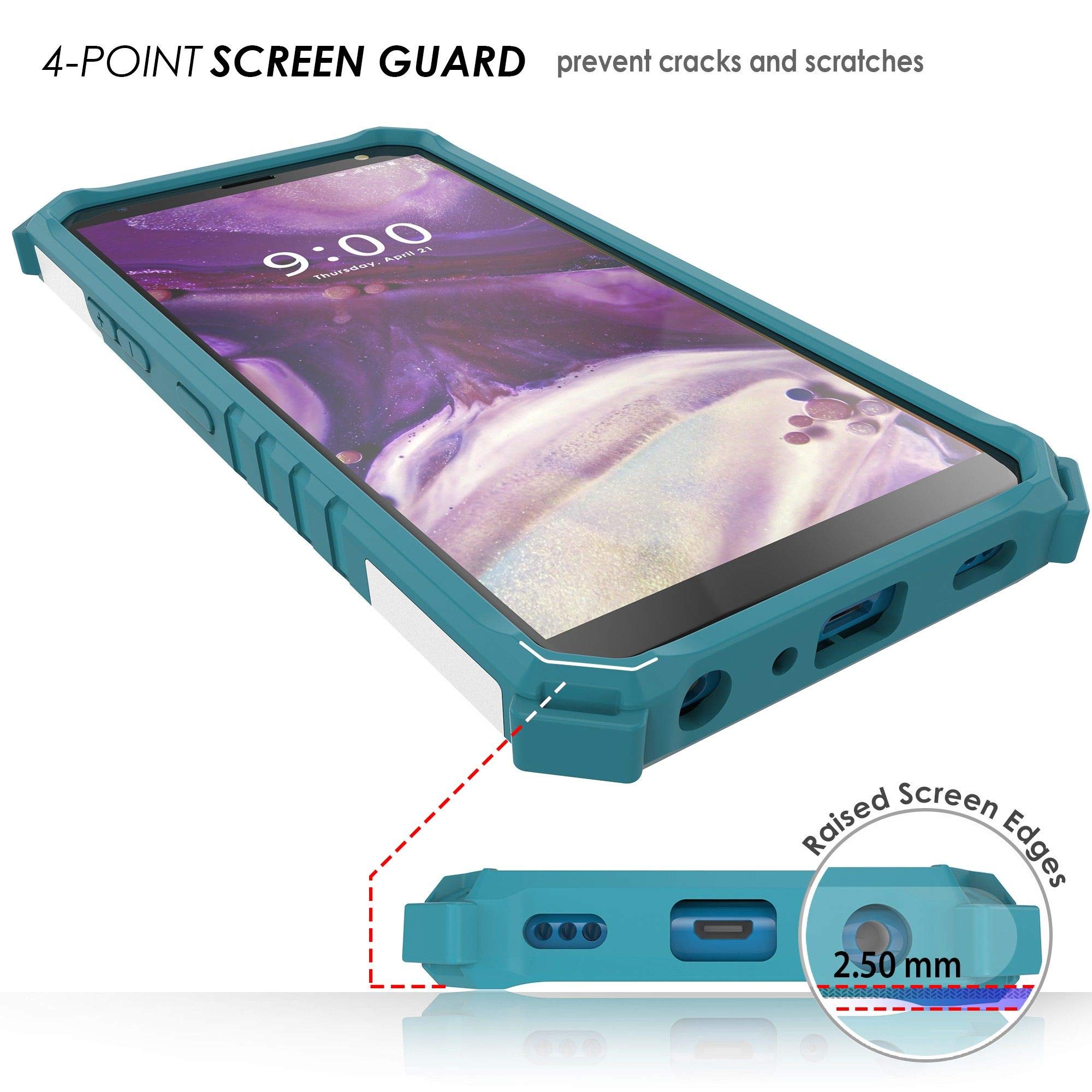 Military Grade Hybrid Shockproof Case with Stand - Dual Layer Protective Cover for LG K40/Solo LTE/X4/Harmony 3/Xpression Plus 2 (Blue Butterfly Design) - Perfect for Outdoor Activities, Work & Daily Protection