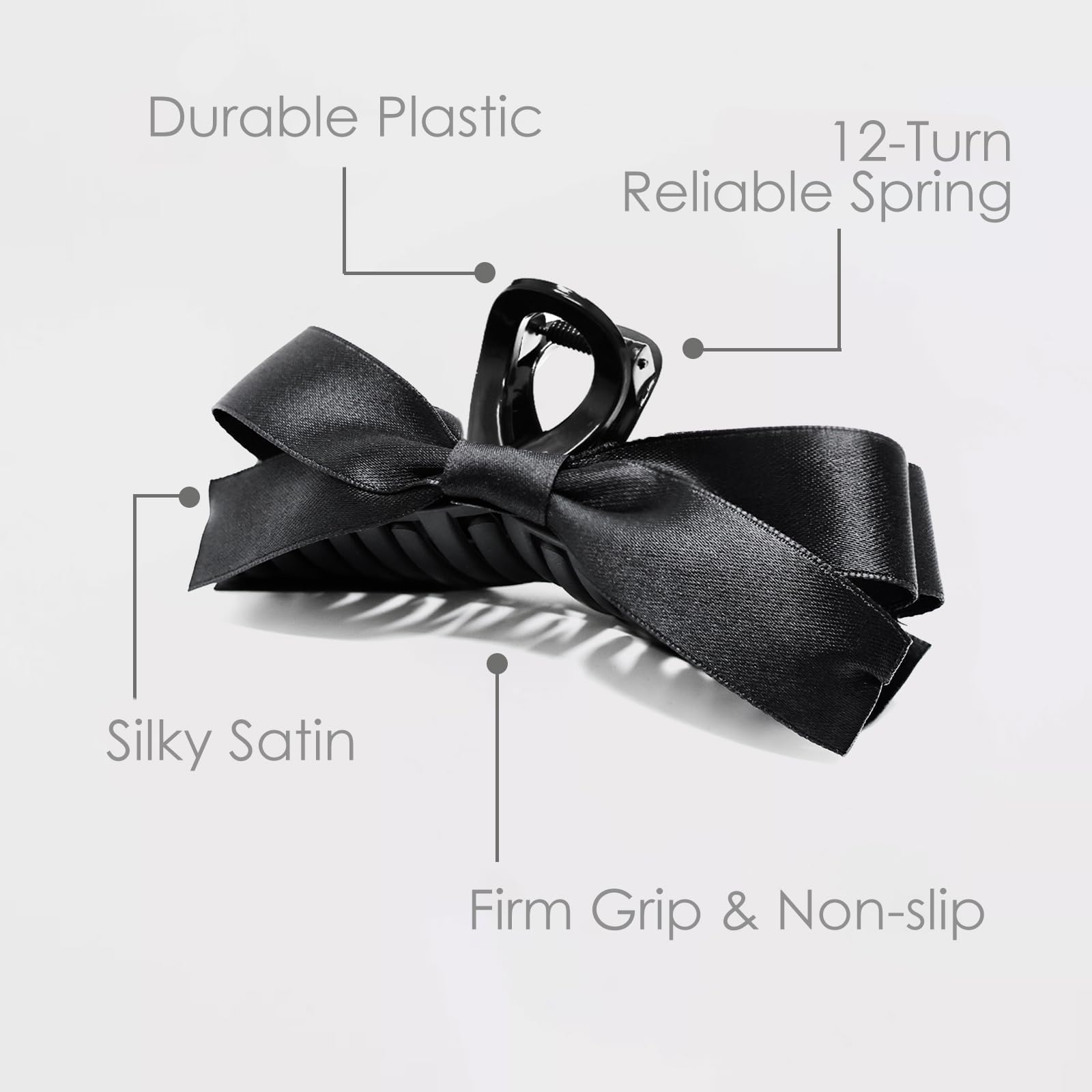 Sizobi Large Bow Hair Clips for Women - White Hair Bows & Black Barrettes Hair Accessories - Perfect for Thin, Thick or Curly Hair - Great for Weddings, Parties and Everyday Styling