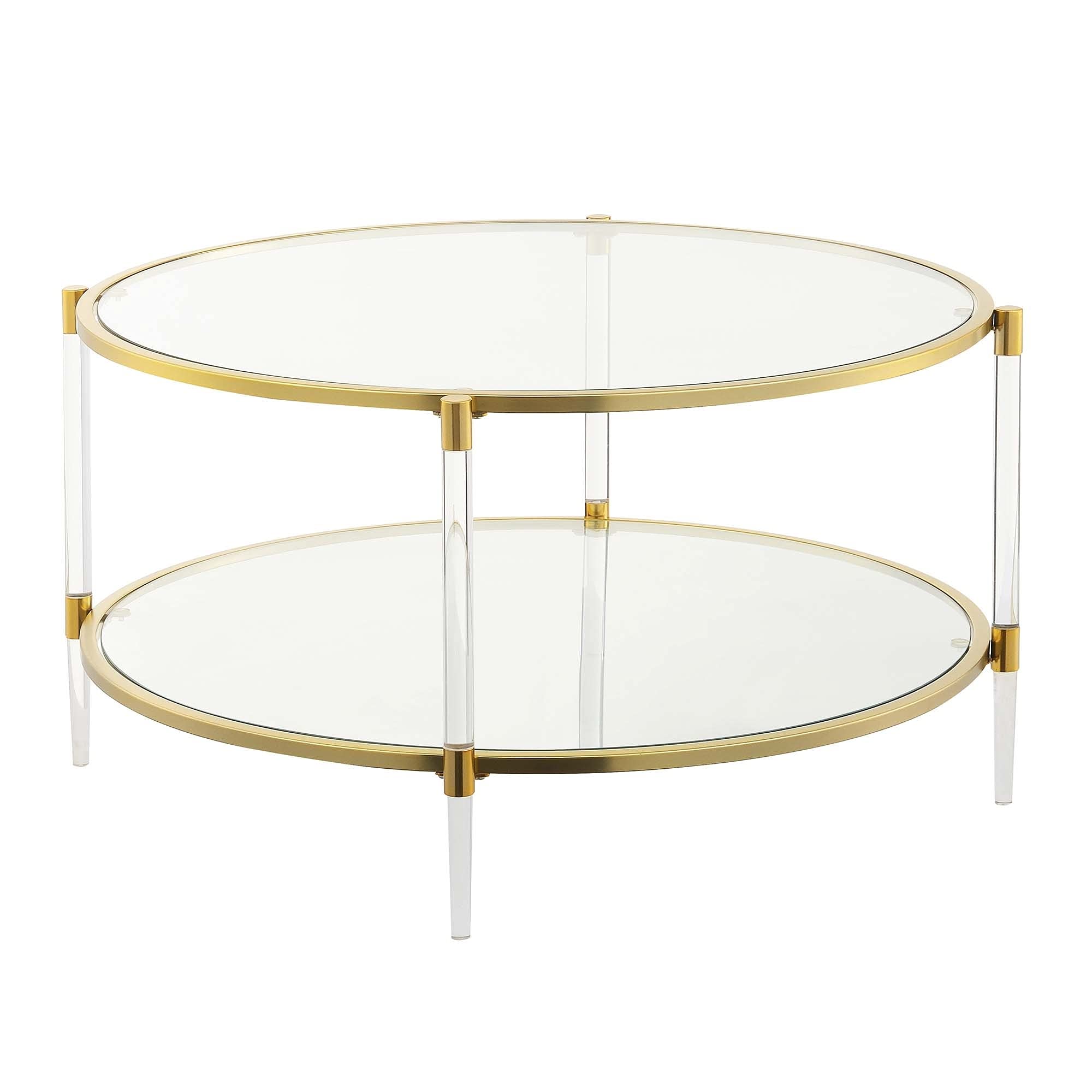Ergode Royal Crest 2-Tier Acrylic Glass Coffee Table - Modern Living Room Furniture for Small Spaces, Perfect for Apartments & Condos