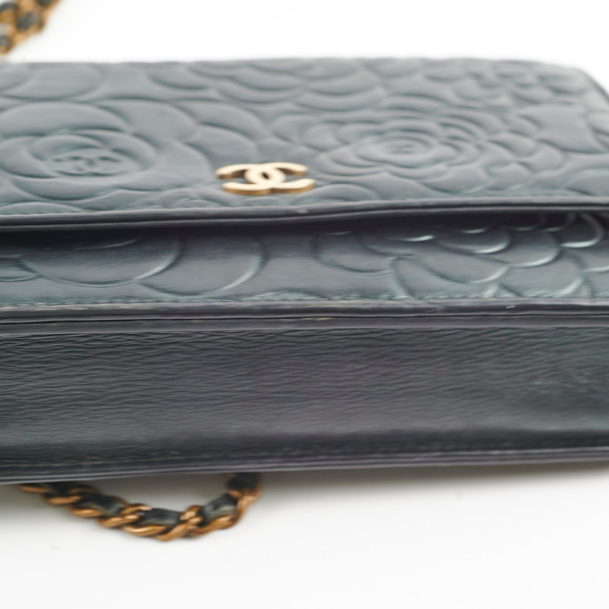 Chanel Camelia Embossed Wallet On Chain WOC Iridescent Green Crossbody Bag - Perfect for Evening Parties, Date Nights & Special Occasions