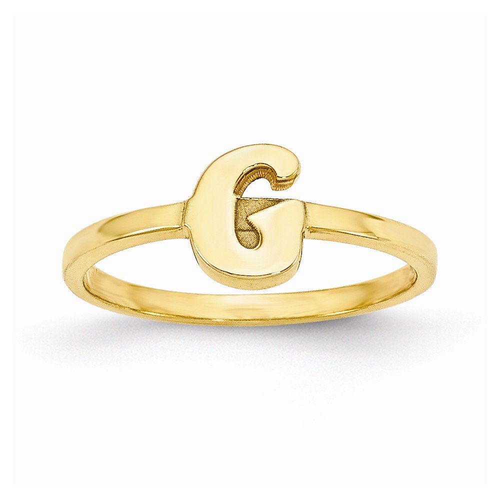 925 Sterling Silver Yellow Gold-Plated Personalized Initial Ring - Laser Engraved Script/Block Font Letter Ring for Women - Perfect Gift for Anniversary, Birthday & Valentine's Day