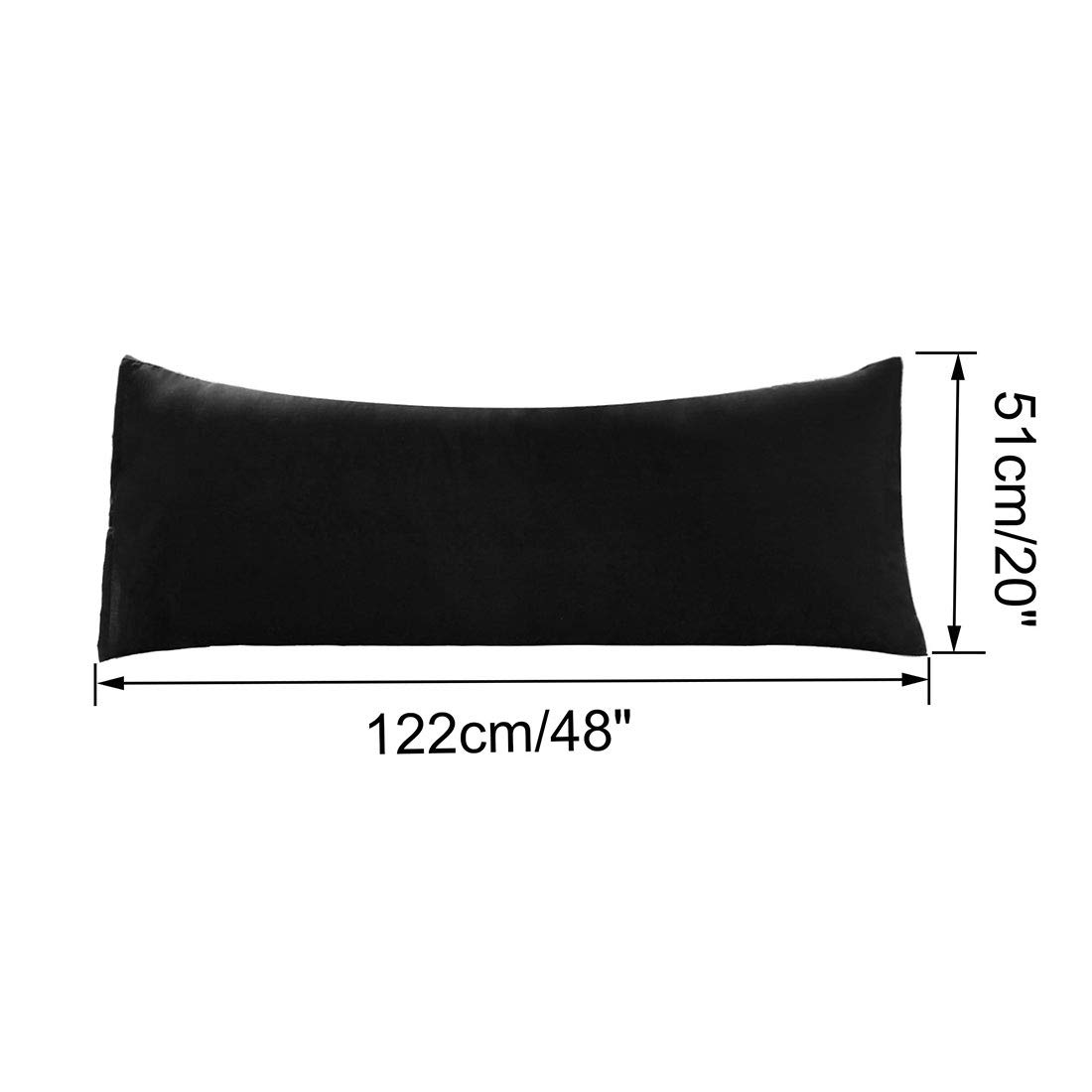 uxcell Set of 2 Soft Microfiber Body Pillow Covers 20x48 Inches - Breathable Polyester Pillowcases for Full Body Pillows (Black) - Perfect for Bedroom, Sofa & Travel Comfort