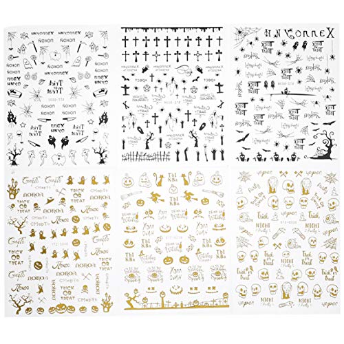 EXCEART Halloween Spider Nail Stickers - 6 Sheets Nail Art Decals for Manicure, Tips & Wraps - Perfect for Halloween Party, Costume Nails & Spooky Nail Art Designs