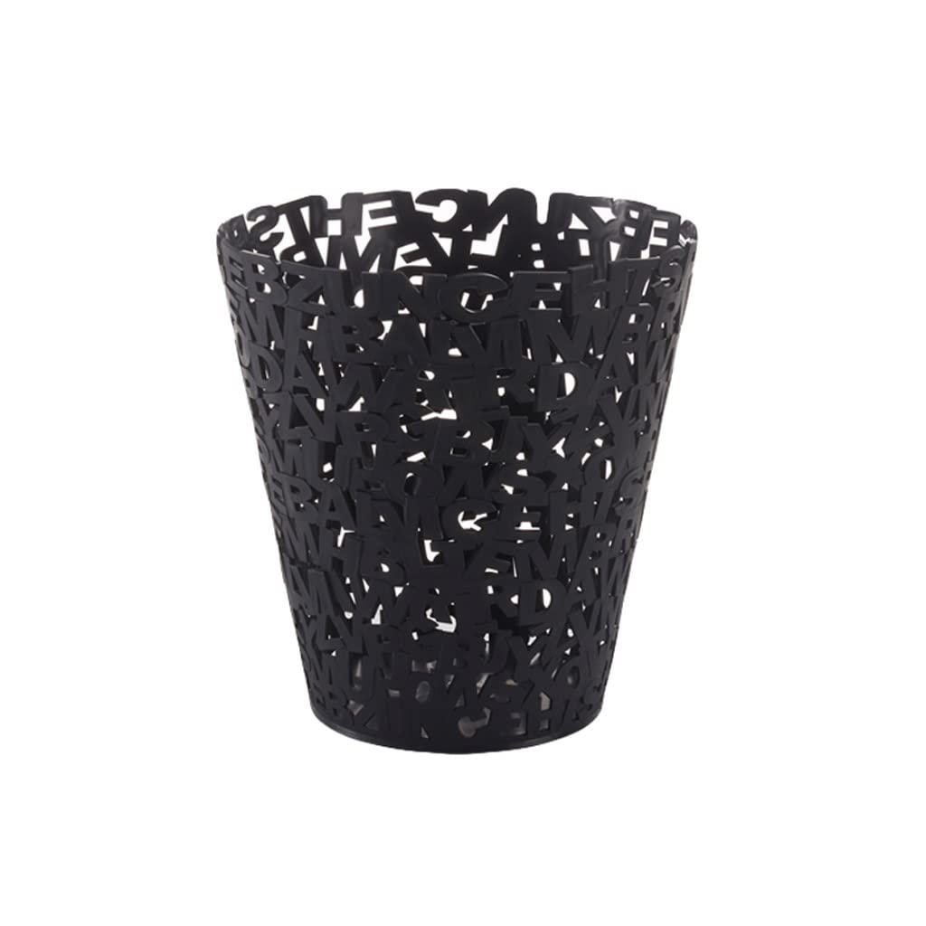 JKXWX 13 Gallon Plastic Trash Can - Uncovered Round Waste Bin for Kitchen, Living Room, Office - Durable & Stylish Black Garbage Can - Perfect for Home, Office, and Commercial Use
