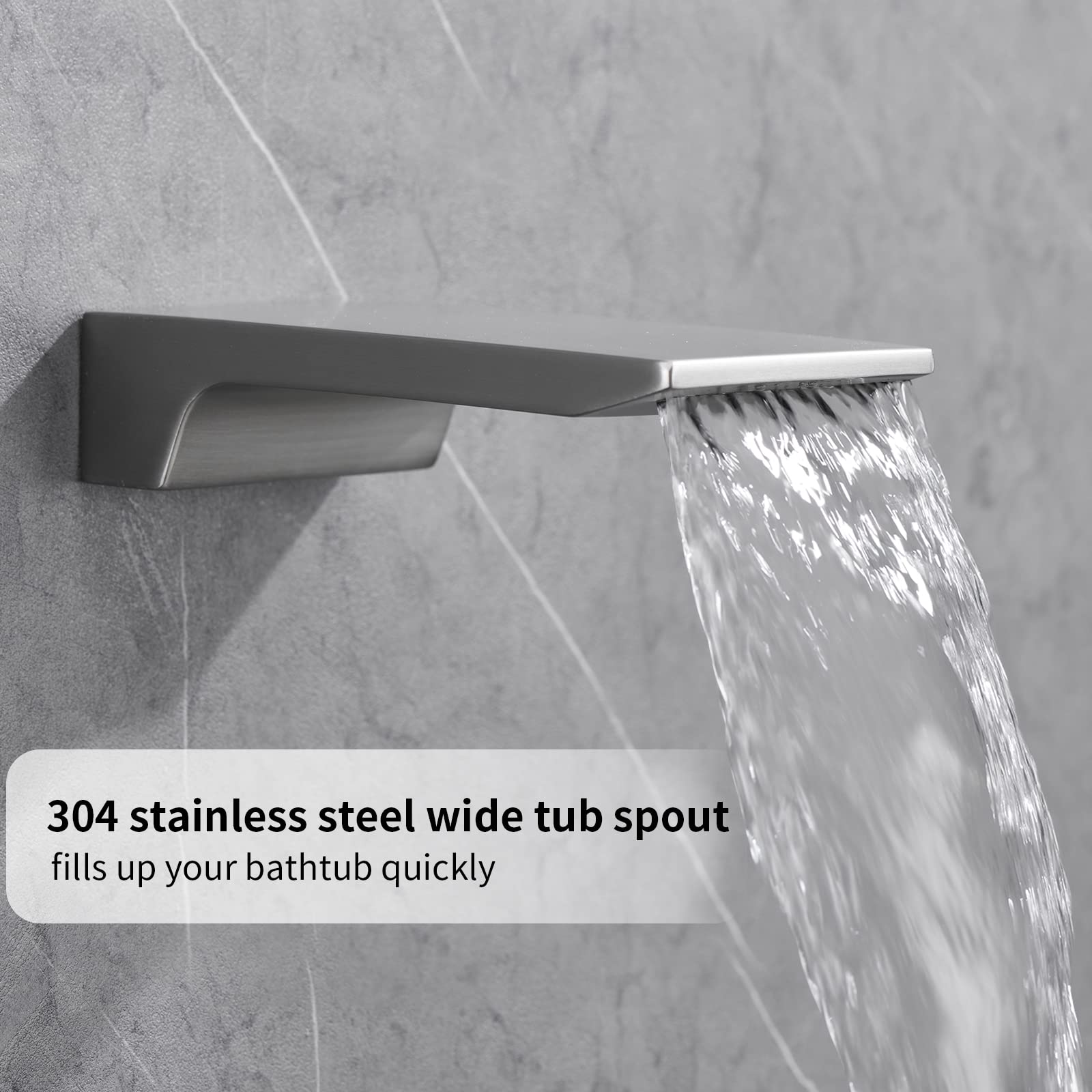 HomGoo 10 Inch Rain Shower System with Tub Spout - Brushed Nickel Wall Mount Shower Faucet Set Including Handheld Shower Head & Rough-in Valve - Perfect for Bathroom Renovation & Spa-Like Shower Experience
