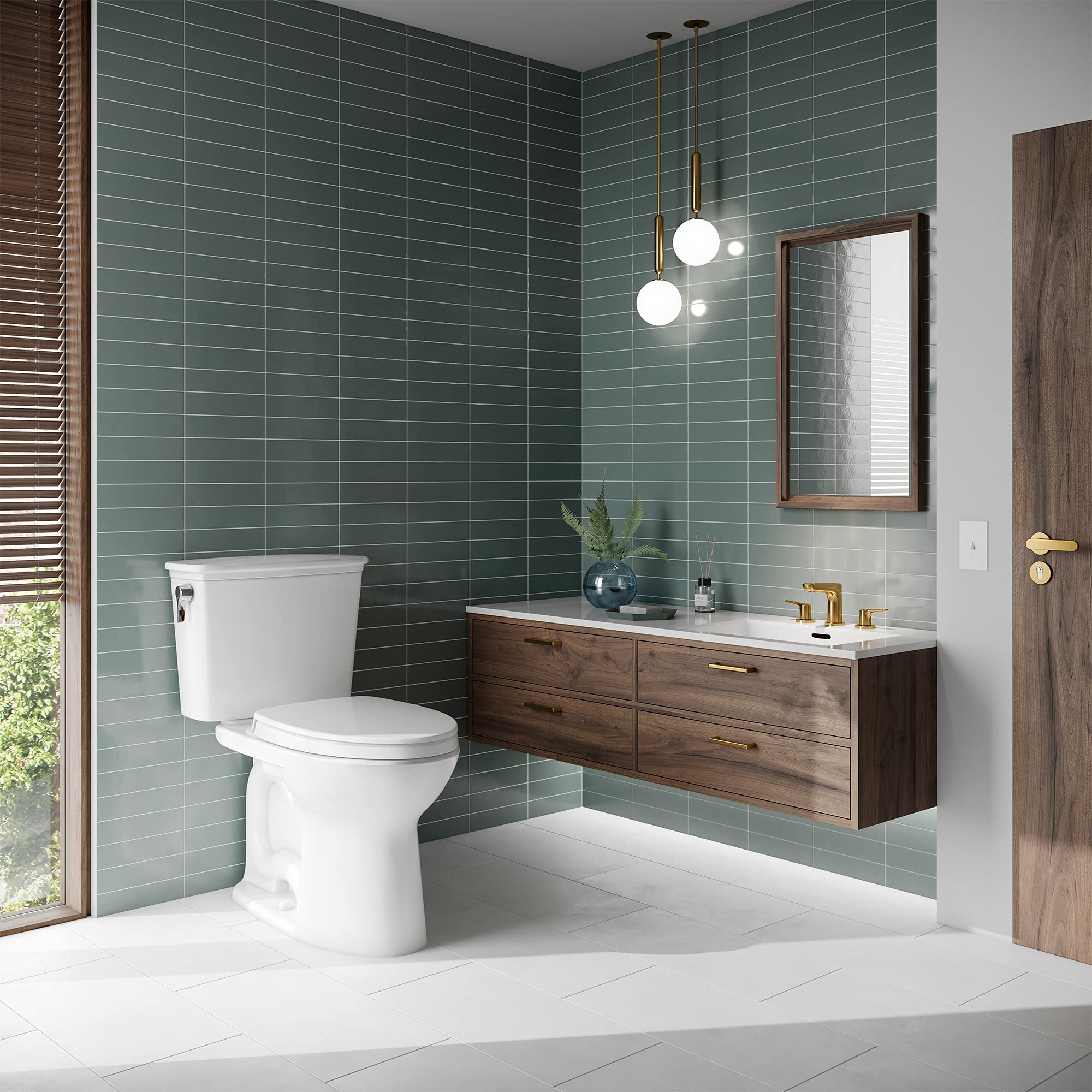 TOTO Drake Transitional Two-Piece Elongated Toilet 1.28 GPF Universal Height with TORNADO FLUSH Technology, 10-Inch Rough-In and CEFIONTECT Coating - Cotton White (CST786CEFG.10#01) - Perfect for Modern Bathrooms, Water-Efficient Homes & ADA-Compliant Spaces