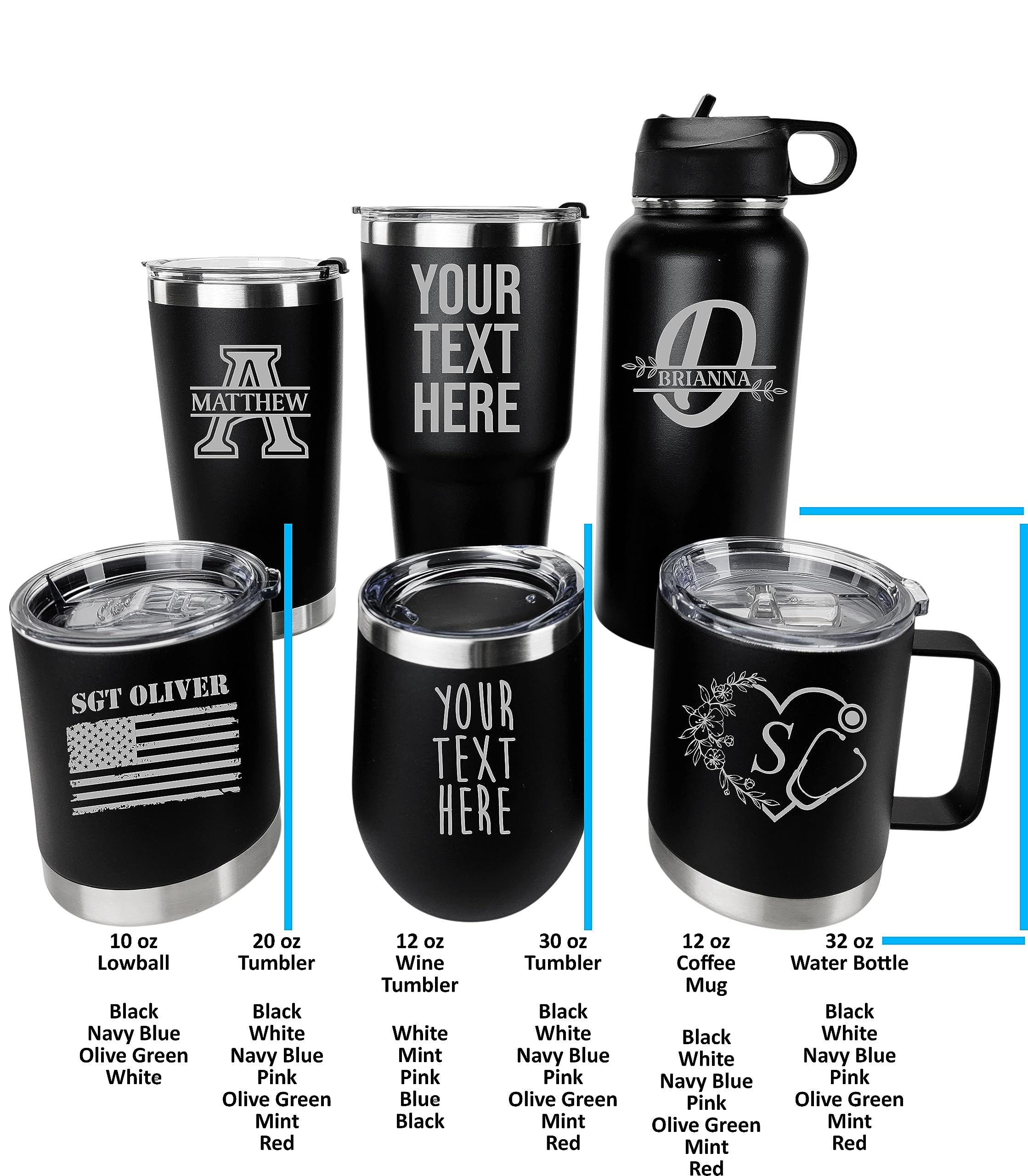 Custom Personalized 20oz Black Insulated Tumbler Cup with Laser Engraving - Perfect for Coffee, Gifts & Outdoor Activities