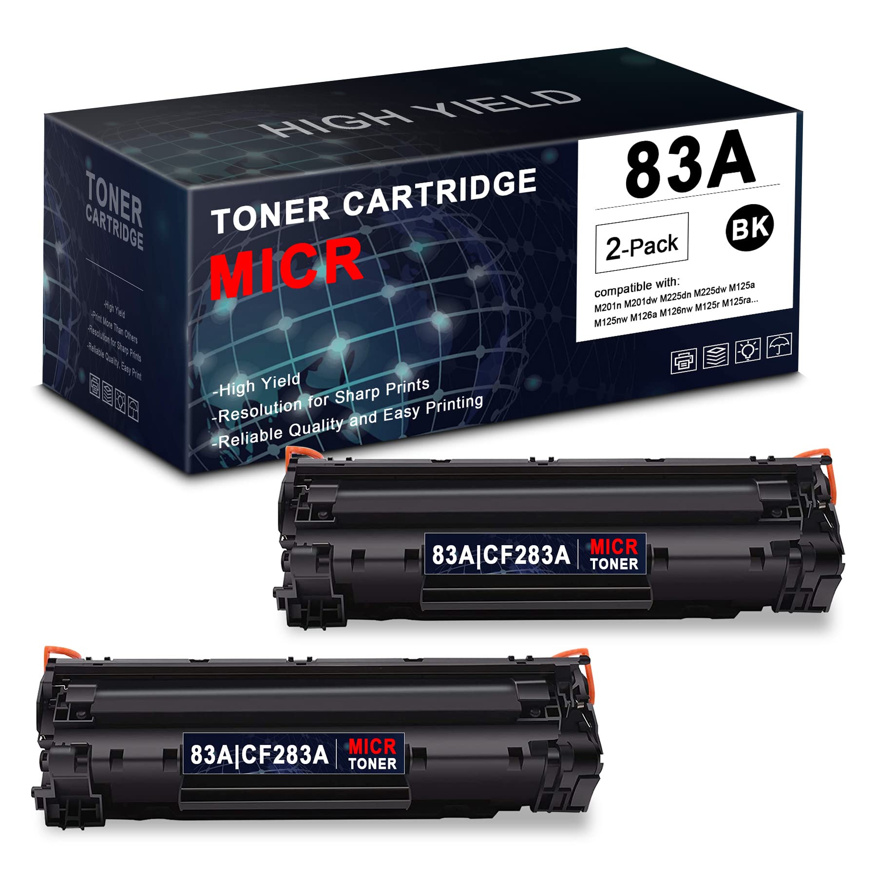 BERYINK 83A CF283A Compatible MICR Toner Cartridge (2-Pack, Black) for HP M125ra/M125rnw/M127fn/M127fw/M128 Series Printers - Secure Check Printing & Office Document Use