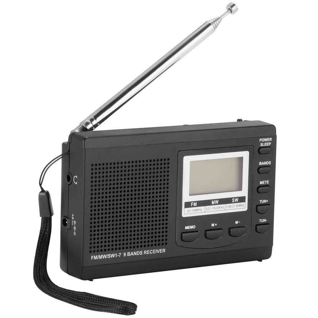 Portable AM/FM/SW Radio with Retractable Antenna, Alarm Clock, Battery Operated - Perfect for Home, Office, Travel & Emergency Use