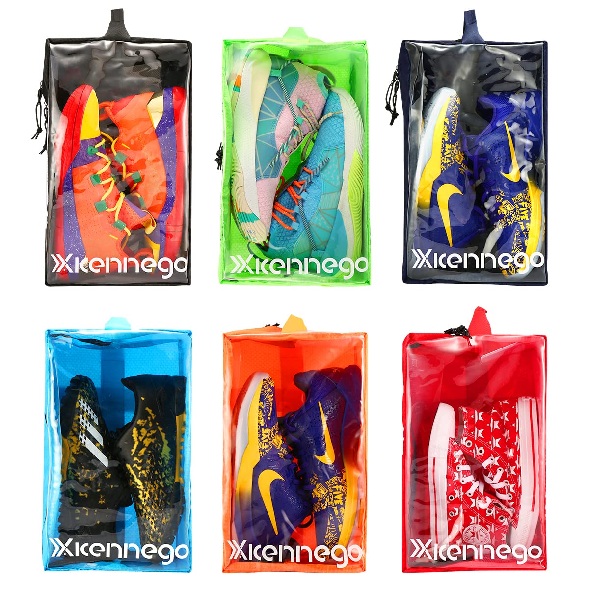 Xicennego Portable Basketball Shoe Bag with Zipper - Waterproof Sneaker Storage Organizer - Foldable Shoe Box for Travel & Gym - Durable PU Shoe Pouch for Men & Women (Blue) - Perfect for Sports, Travel, and Daily Shoe Protection