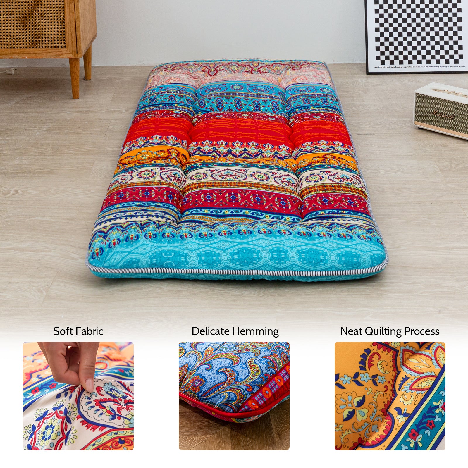 MAXYOYO Japanese Style Cot Futon Mattress - Foldable Floor Mattress, Tatami Mat & Bohemian Bed for Guest Room, Yoga, Meditation & Camping