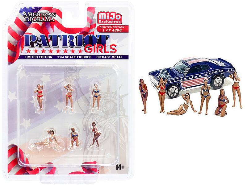 Patriot Girls 6-Piece Diecast Figurines Set - Limited Edition of 4800 Worldwide - 1/64 Scale Collectible Models by American Diorama - Perfect for Model Train Layouts, Diorama Displays & Collectors