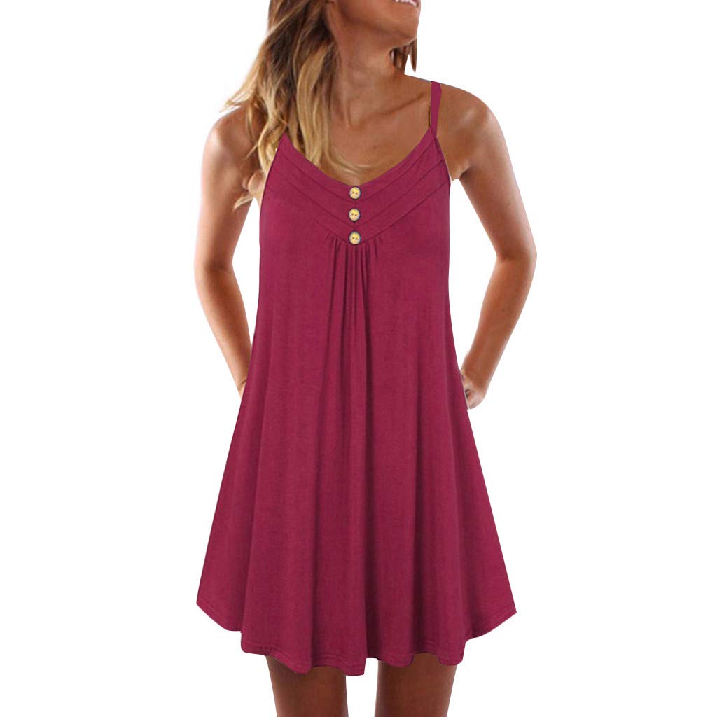 Women's Pink Wrap Dress - Double Spaghetti Strap Sleeveless Shift Dress for Casual Wear, Summer Outfits & Beach Vacations