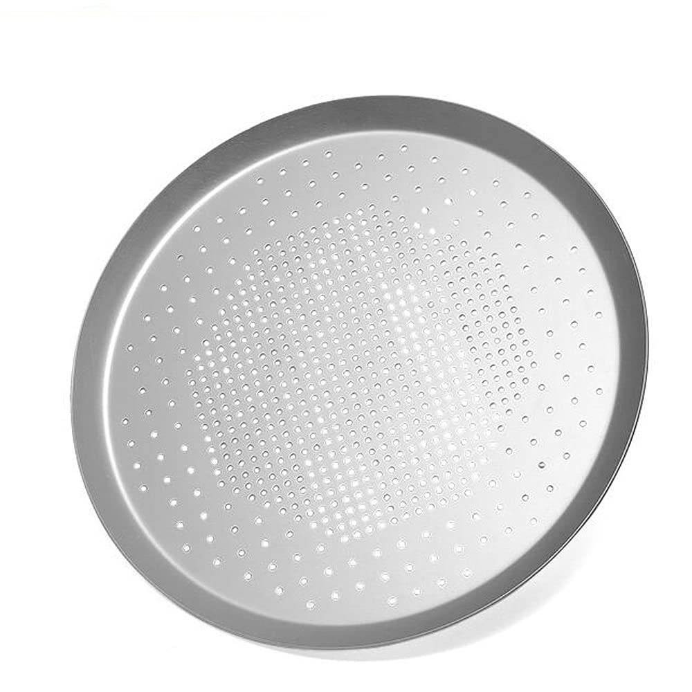 Premium Anodized Aluminum Non-Stick Pizza Pan - 10 Inch Perforated Baking Sheet with Hard Coating (White Peach) - Perfect for Home Kitchen, Commercial Use & Outdoor BBQ Pizza Making