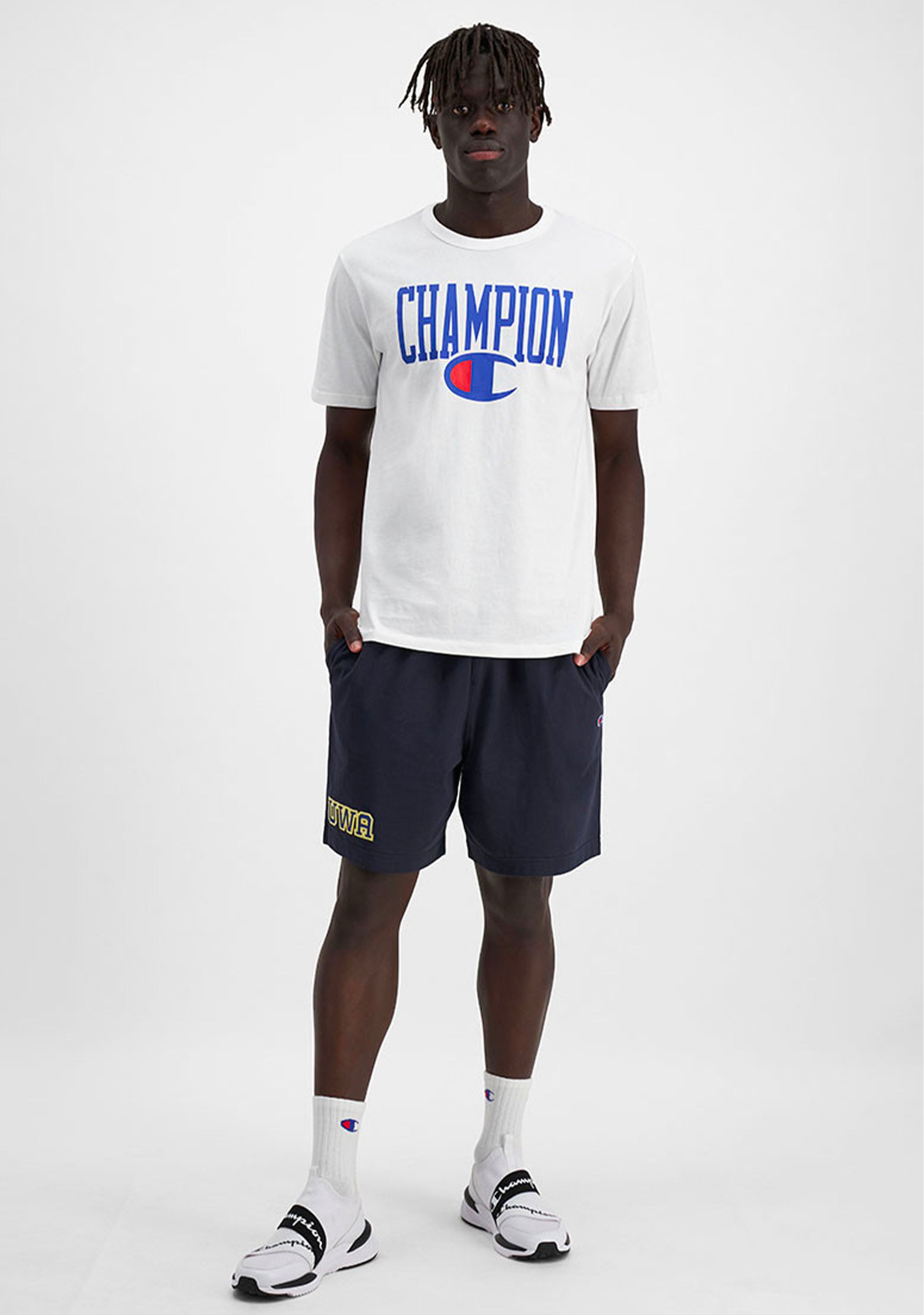 Champion Men's SPS Graphic Print T-Shirt - Soft Cotton Short Sleeve Tee for Casual Wear, Gym & Street Style | White