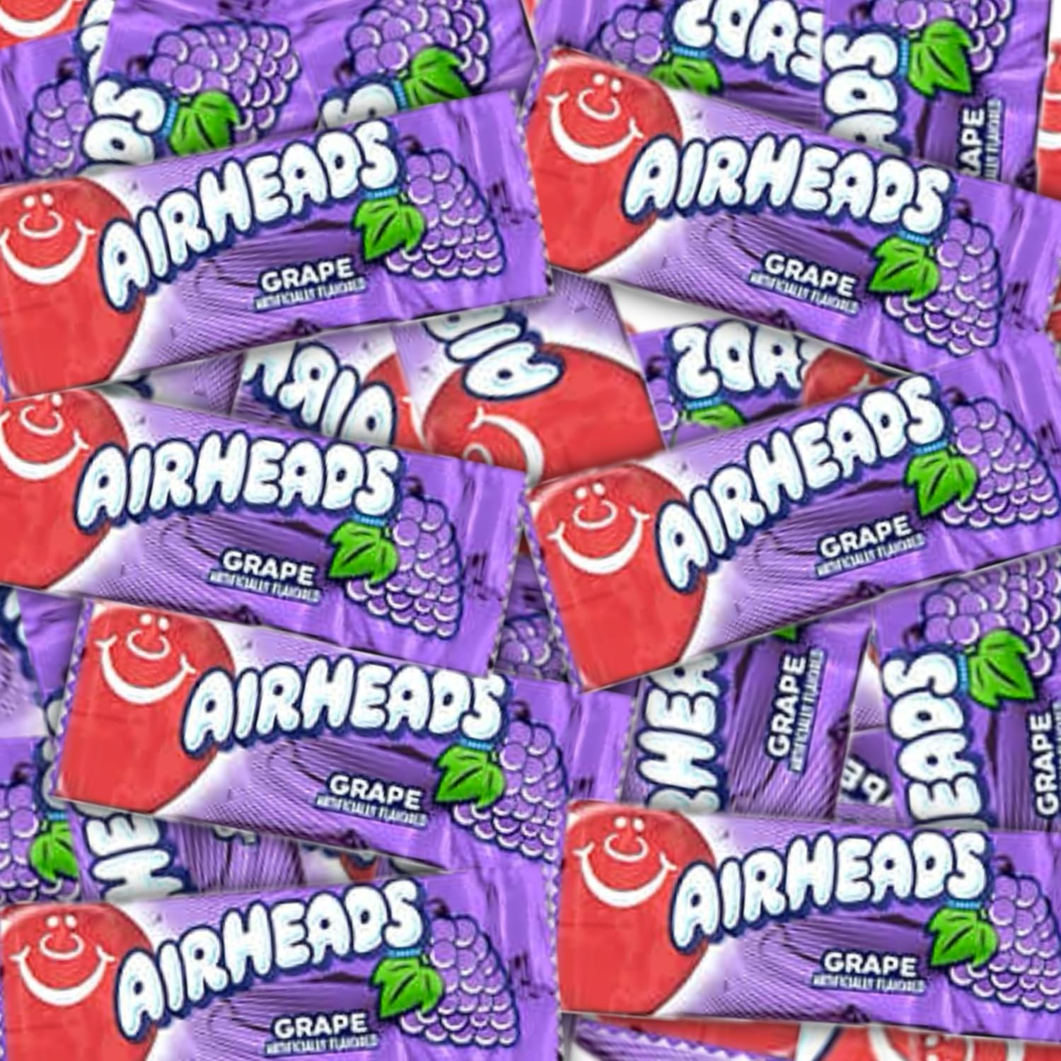 Airheads Grape Mini Chewy Candy Bars - 40 Individually Wrapped Pieces (1 lb Bulk Bag) | Gluten-Free Non-Melting Fruit Taffy | Perfect for Birthday Parties, Halloween Treats & Office Snacks