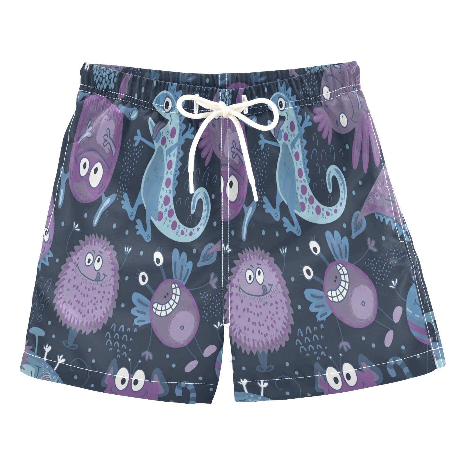 Funny Monster Boys Swim Trunks for Toddlers - 2T Kids Swimwear, Summer Beach Board Shorts & Bathing Suit for Pool, Water Park & Vacation