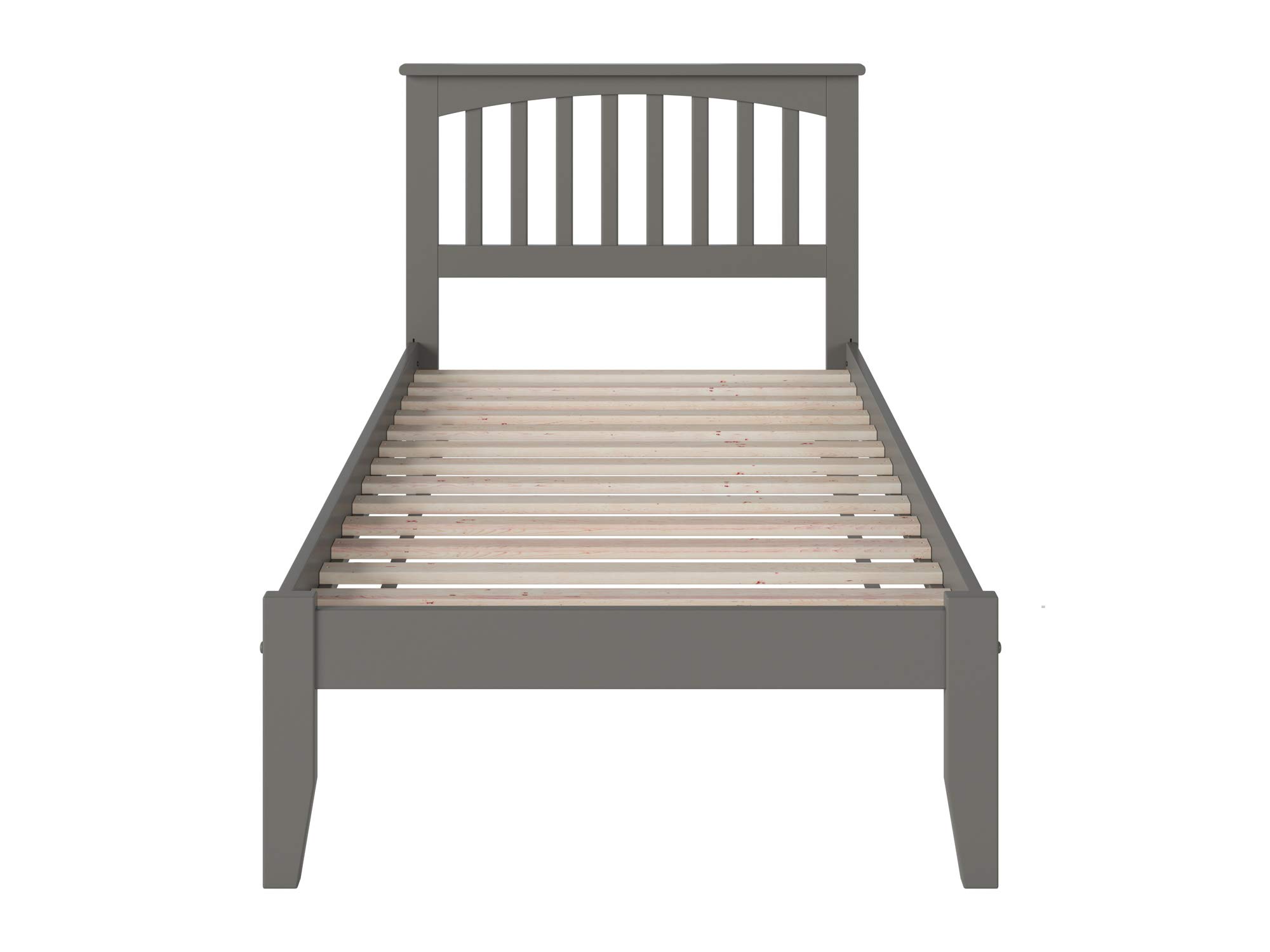 AFI Mission Twin XL Platform Bed Frame with USB Charging Ports - Modern Grey Wooden Bed for Small Spaces, Dorm Rooms & Guest Bedrooms