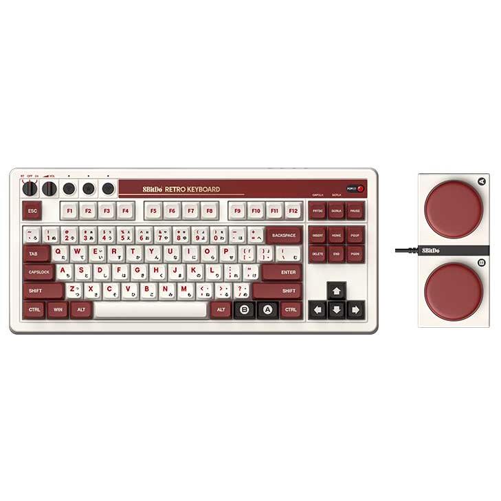 8BitDo Retro Mechanical Keyboard - Fami Edition | Bluetooth/Wired Gaming Keyboard for PC, Mac, Switch | Vintage NES Style for Gamers & Collectors | Perfect for Retro Gaming & Office Work