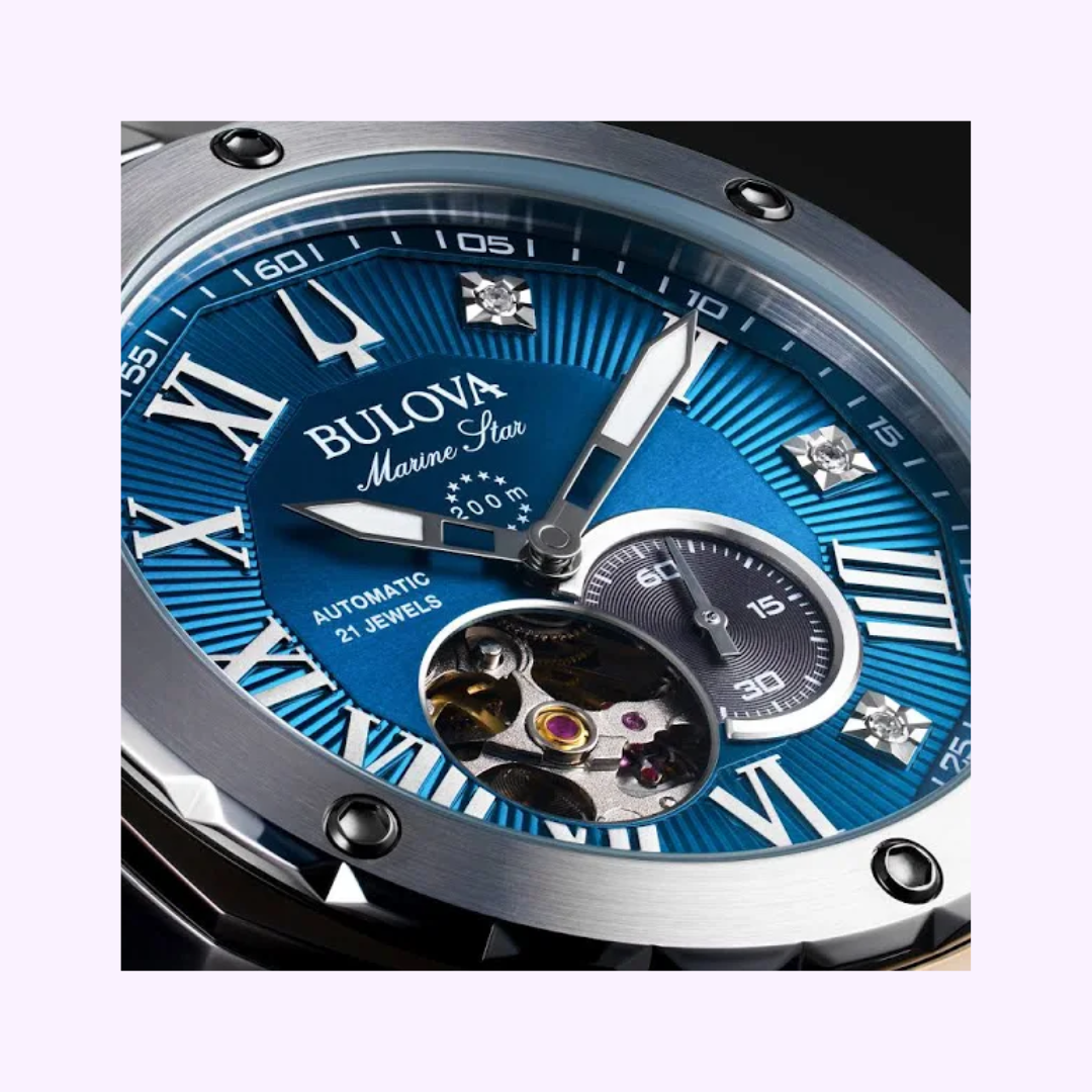 Bulova Marine Star 98D184 Automatic Men's Watch - Stainless Steel, Water Resistant, Marc Anthony Collection | Perfect for Diving, Business & Formal Occasions