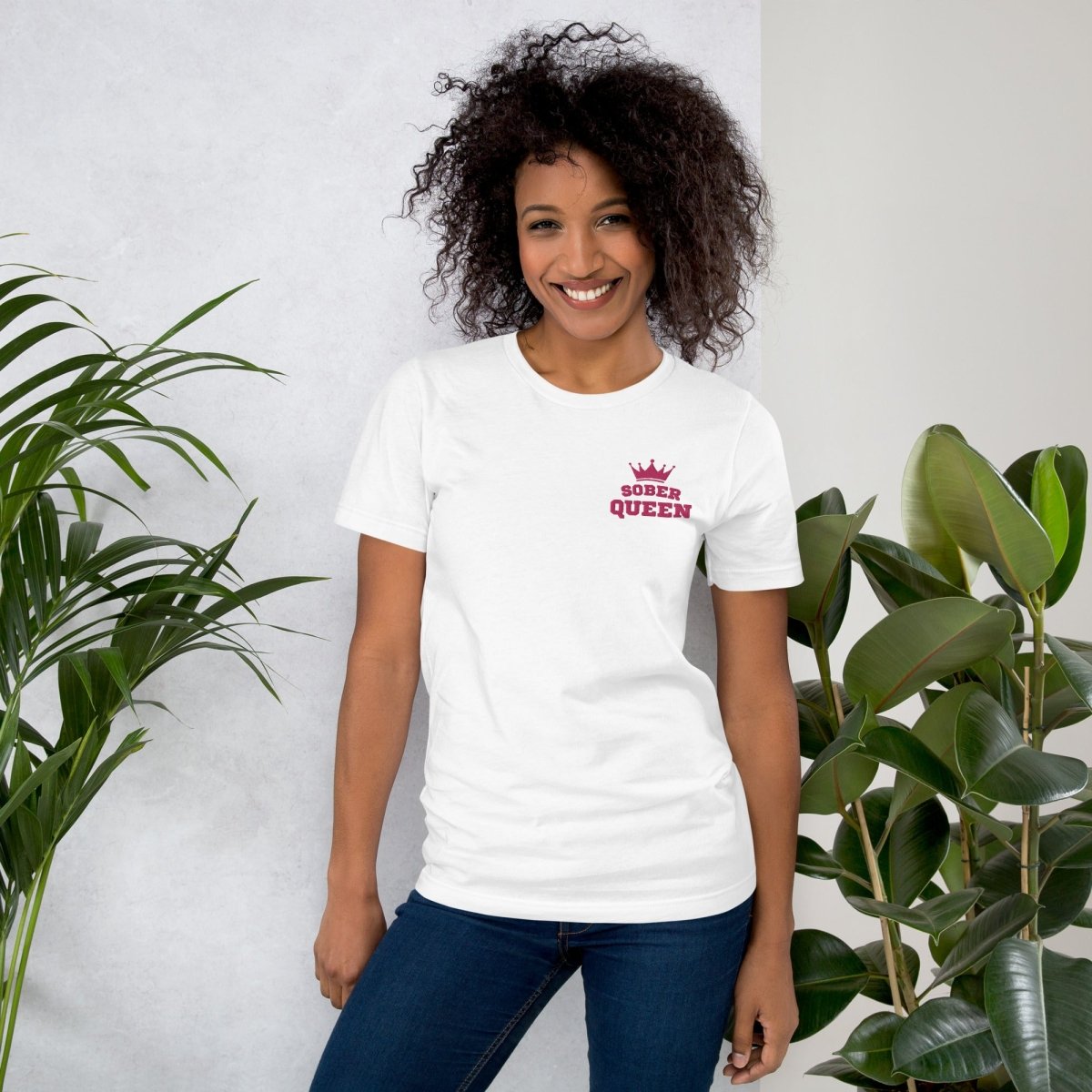 Sober Queen Embroidered Unisex T-Shirt - Stylish Casual Top for Men & Women - Perfect for Sober Living, Recovery Support & Everyday Wear