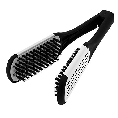 Natural Ceramic Plywood Straightening Comb - Double Sided Hair Styling Brush with Heat Resistant Clips for Smooth & Frizz-Free Hair | Perfect for Salon, Home Use & Travel Hair Care