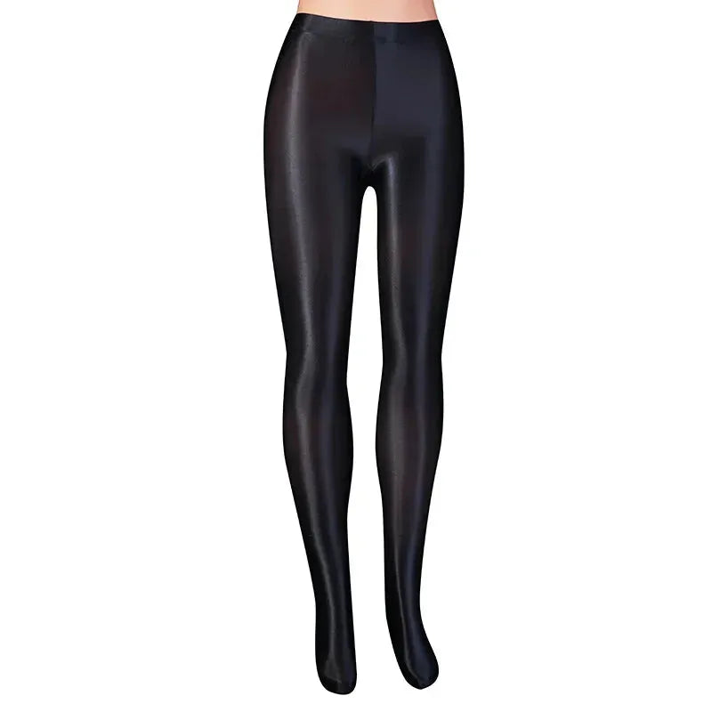 Sexy Women's Transparent Fitness Tights - Shiny Sports Gym Leggings, Satin Glossy Stockings for Dance, Workout & Club Party | High Waisted Yoga Pants for Women | Perfect for Gym, Nightclub & Dance Classes