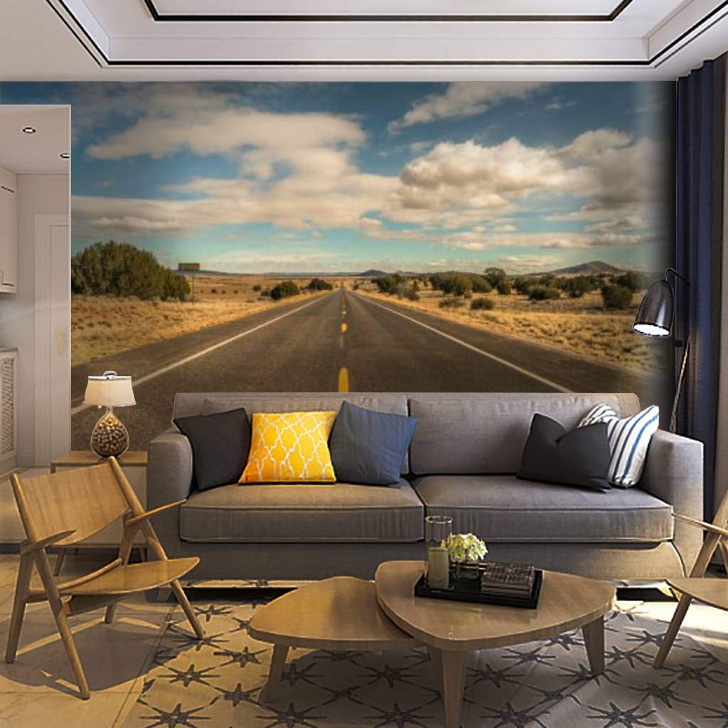 Route 66 Wallpaper Mural - Self-Adhesive Removable Peel & Stick Wall Decal for Living Room, Bedroom & Office - Vintage Travel-Themed Home Decor with Royalty-Free Images - Perfect for DIY Wall Art and Creative Interior Design