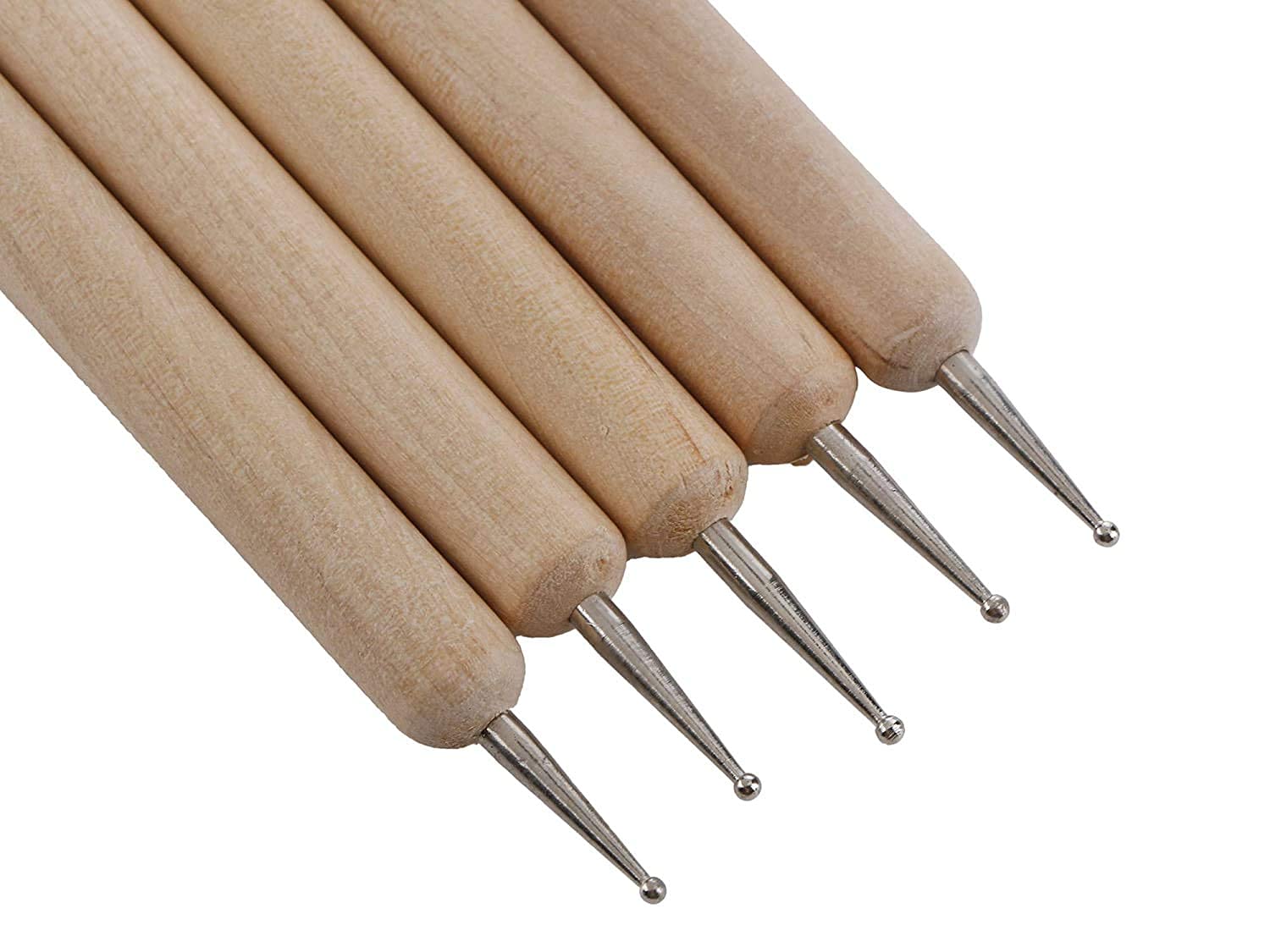 5-Piece Wooden Dotting Tool Set for Mandala, Pottery, Ceramic, Nail Art & Clay Sculpting - Professional Embossing & Modeling Tools for DIY Crafts, Art Projects & Home Decor