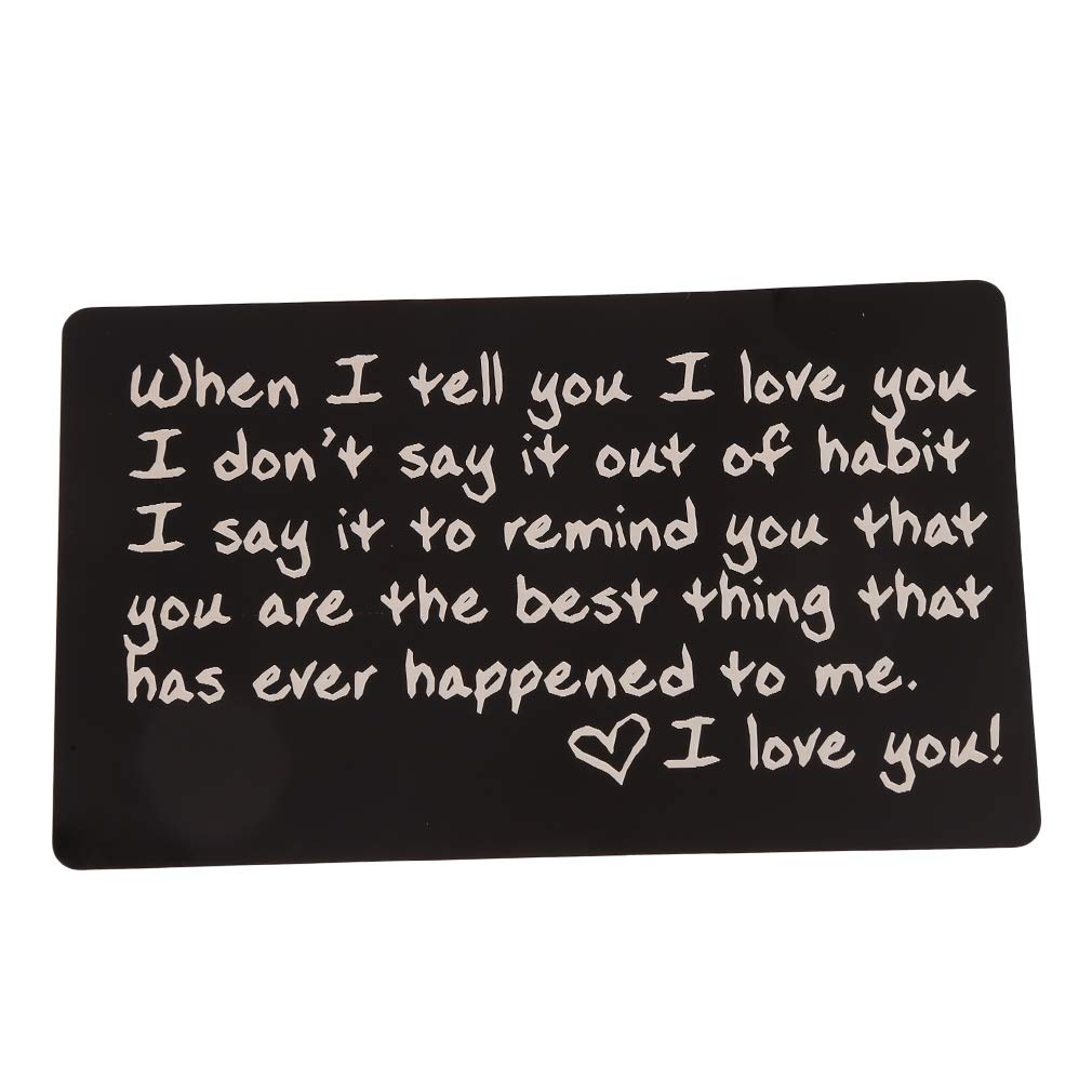 Personalized Engraved Metal Wallet Card - Mini Love Note Insert, Birthday Gift for Men & Women - Black | Perfect for Anniversaries, Weddings & Romantic Surprises