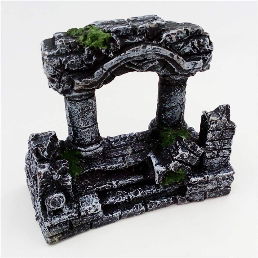 VJRQM Resin Roman Square Stone Pillar Aquarium Decor - Fish Tank Ornament, Hiding Place for Betta Fish & Aquascaping Landscape Decoration - Perfect for Home, Office & Aquarium Enthusiasts