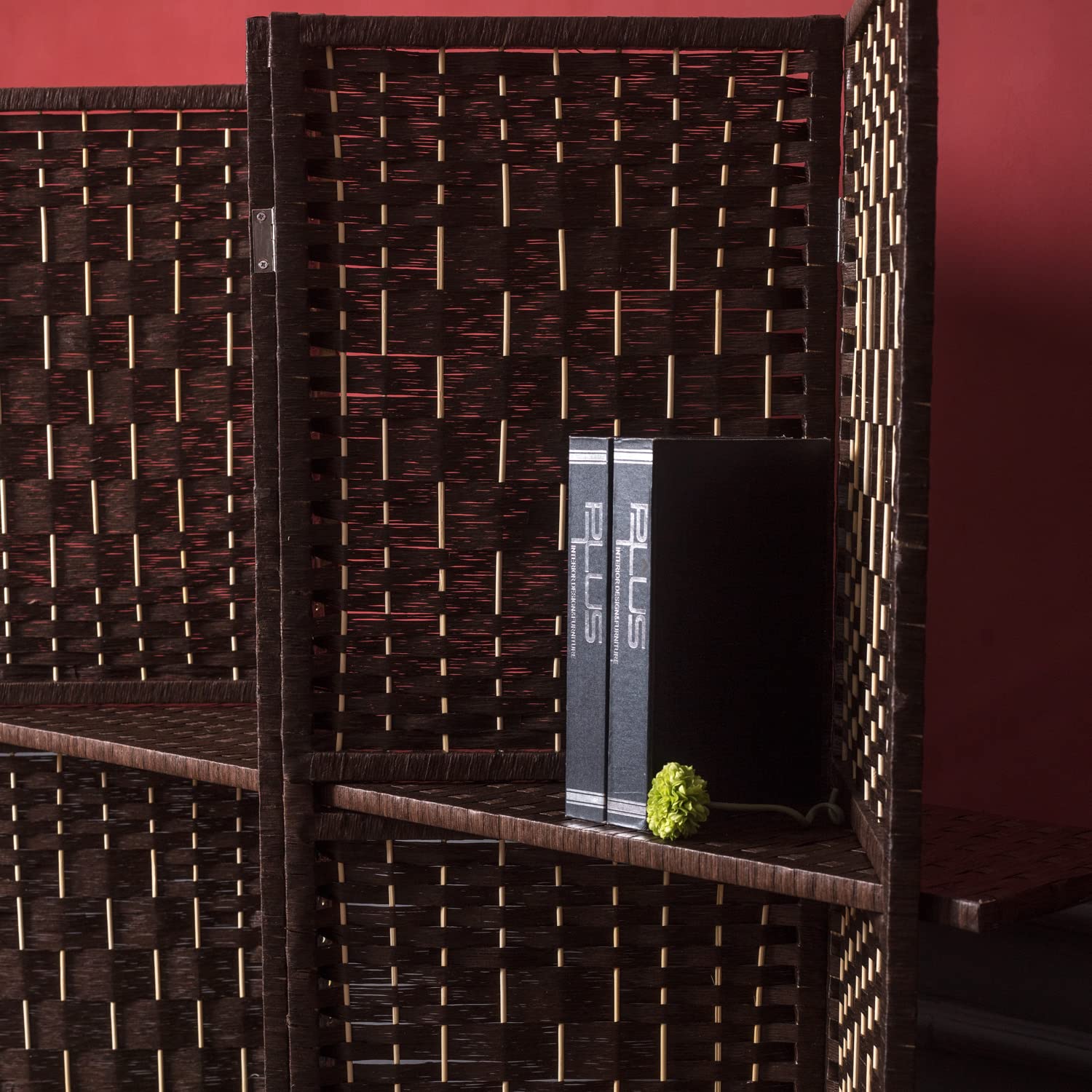 4 Panel Folding Room Divider with Removable Storage Shelves - 67