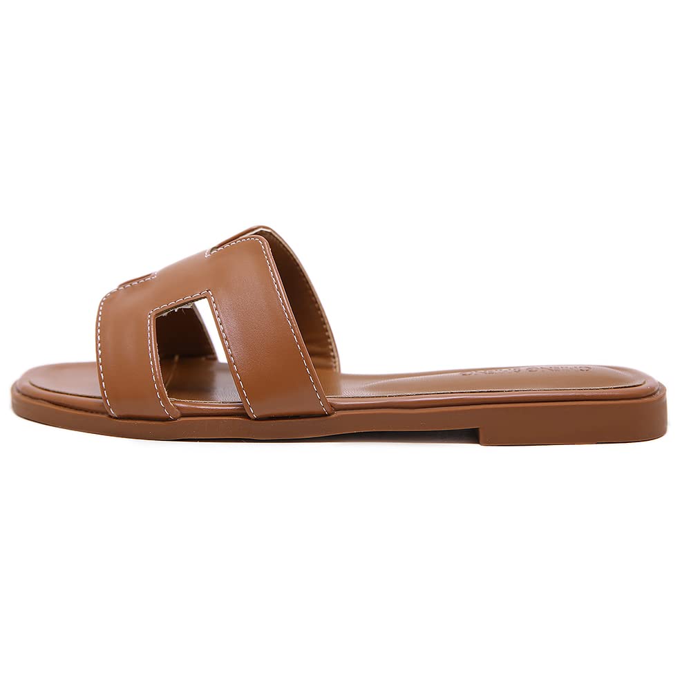 Stratuxx Kaze Women's Flat Slide Sandals - Comfortable Summer Casual Sandals in White, Black, Brown & Leopard Print | Perfect for Beach, Vacation & Everyday Wear